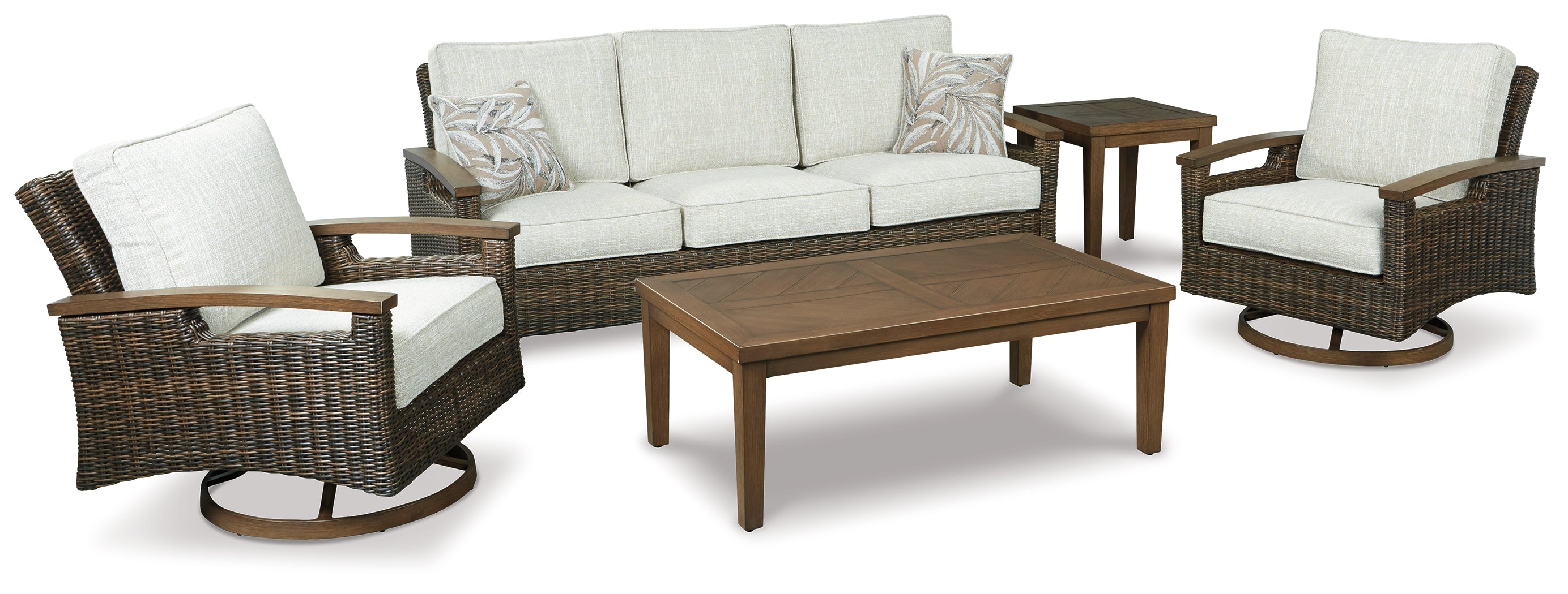 Furniture City Laplace - Ashley Furniture - Paradise Trail Outdoor - Sofa with Cushion / Medium Brown - P750-838