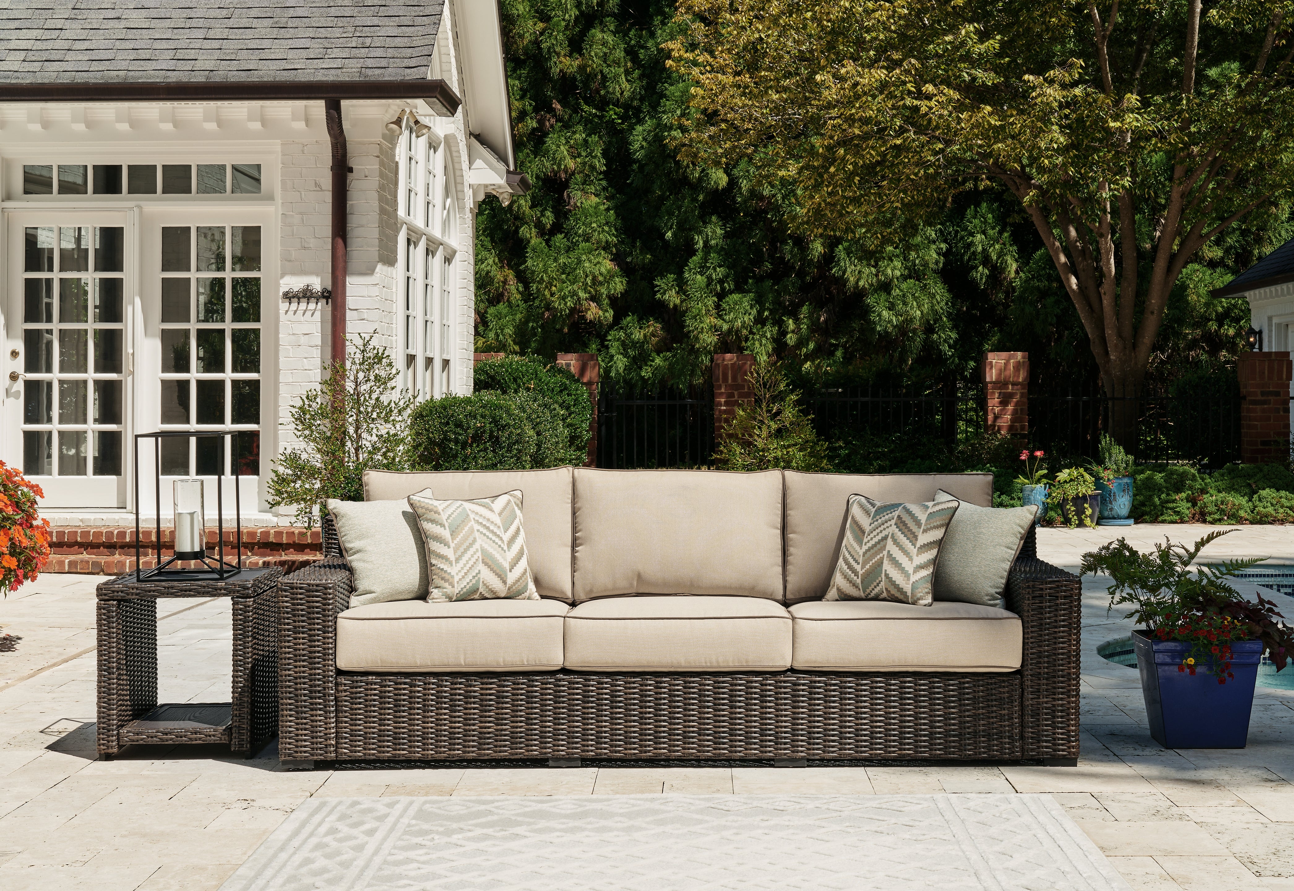 Furniture City Laplace - Ashley Furniture - Coastline Bay Outdoor Sofa with Cushion - Sofa with Cushion - P784-838