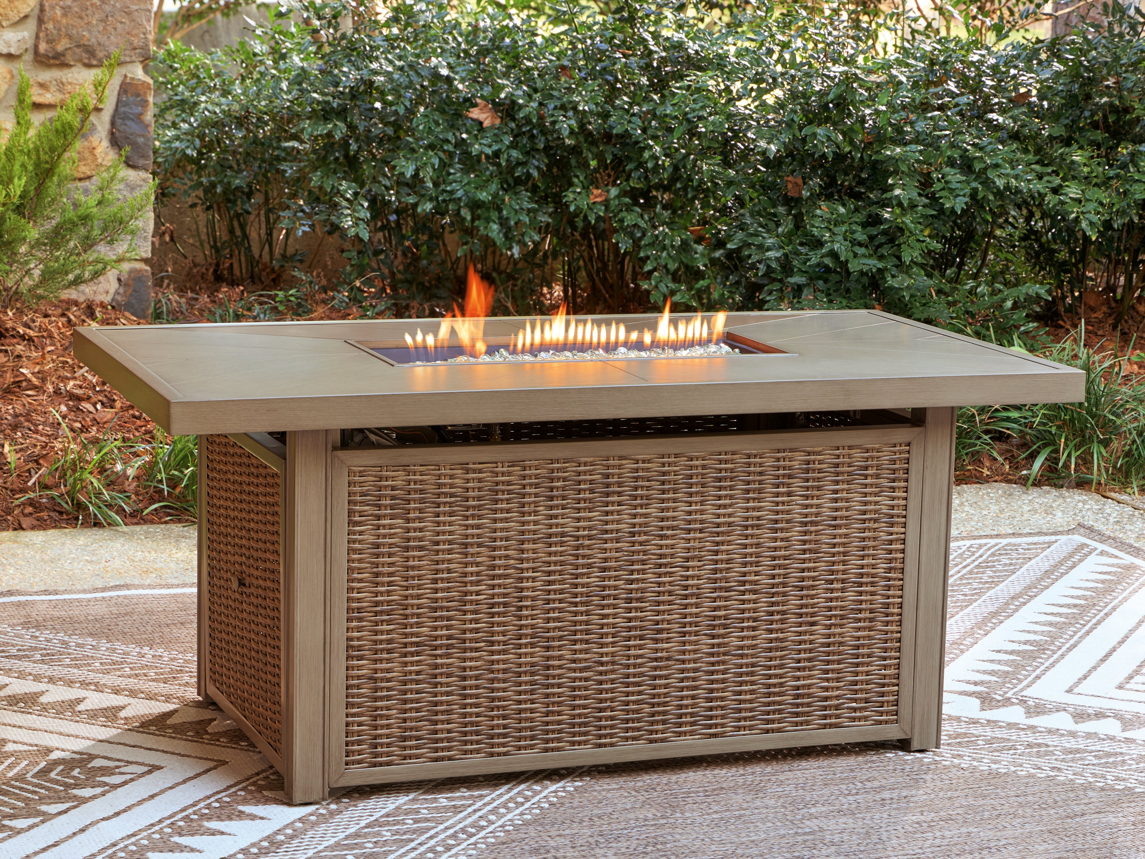 Furniture City Laplace - Ashley Furniture - Laguna Heights Outdoor Fire Pit Table - Rectangular Fire Pit Table - PCP790-773