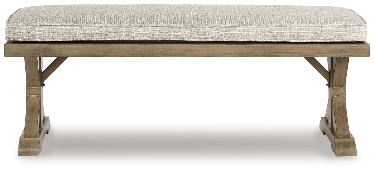 Furniture City Laplace - Ashley Furniture - Beachcroft 4-Piece Outdoor Sectional, 2 Arm Chairs, Lounge Chair and Bench - 4-Piece Outdoor Sectional, 2 Arm Chairs, Lounge Chair and Bench / Beige - P791P18