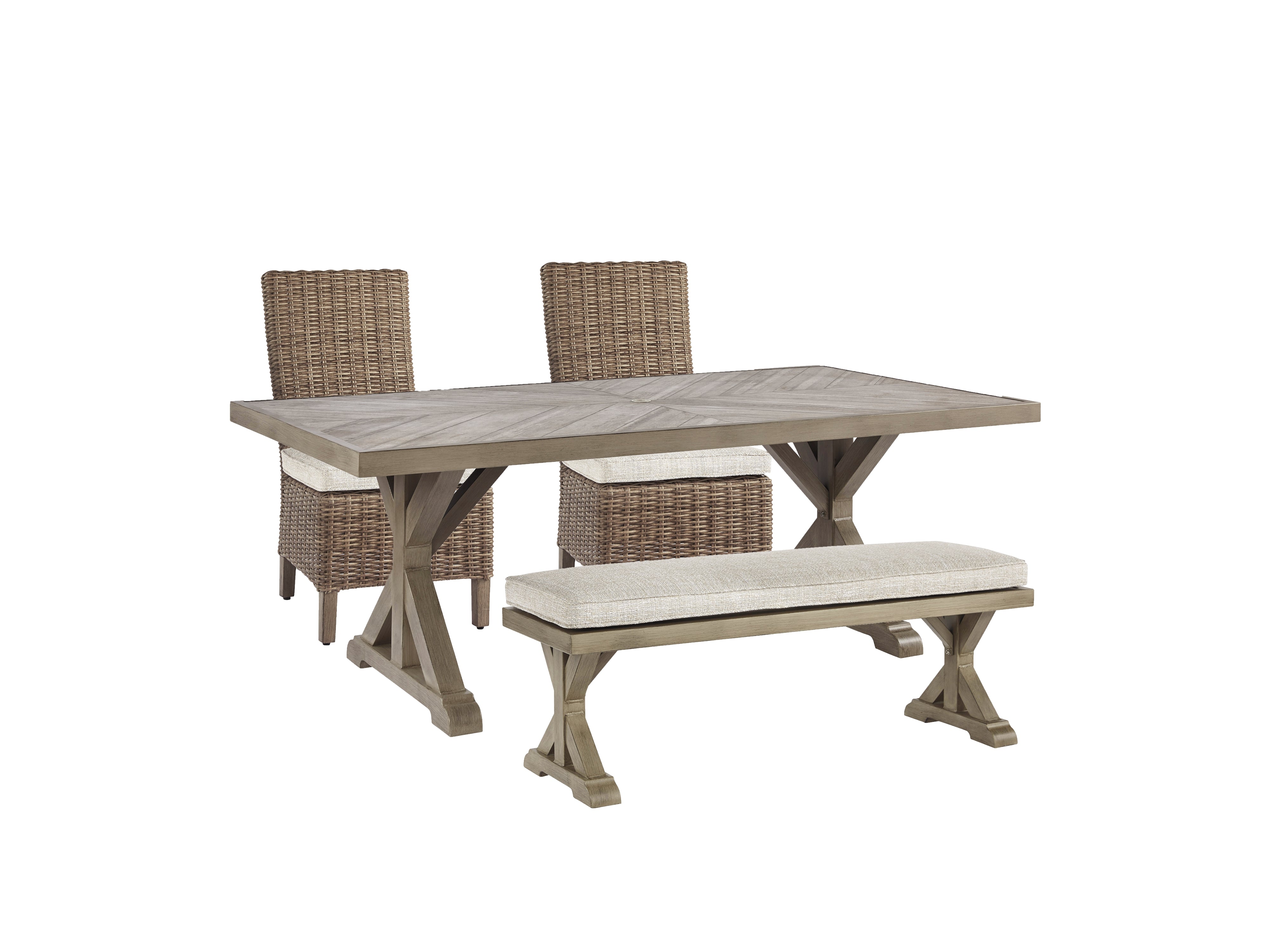 Furniture City Laplace - Ashley Furniture - Beachcroft Outdoor Dining Table with 2 Chairs and 2 Benches - Outdoor Dining Table with 2 Chairs and 2 Benches - P791P3