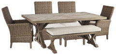 Furniture City Laplace - Ashley Furniture - Beachcroft Outdoor Dining Table with 4 Chairs and Bench - Outdoor Dining Table with 4 Chairs and Bench - P791P4
