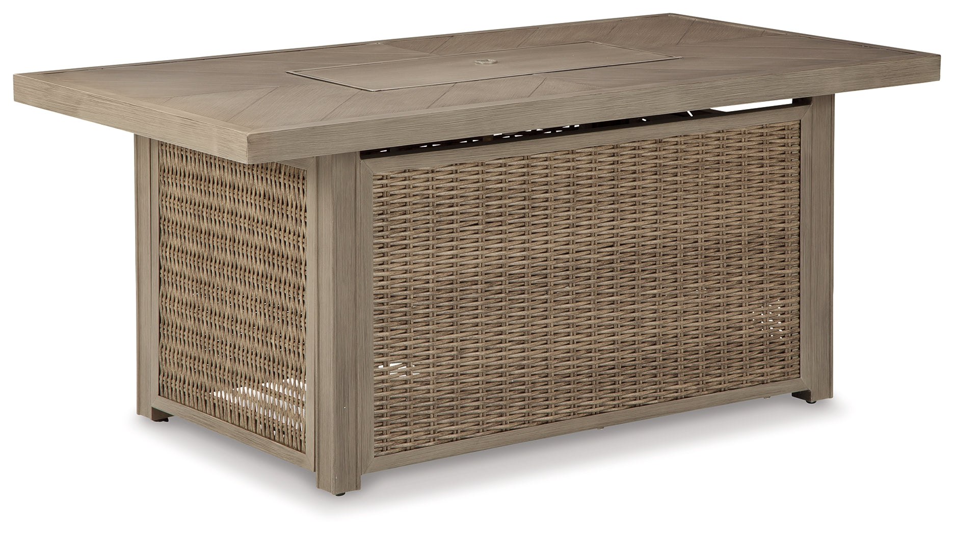 Furniture City Laplace - Ashley Furniture - Beachcroft Outdoor - Rectangular Fire Pit Table / Beige - P791-773