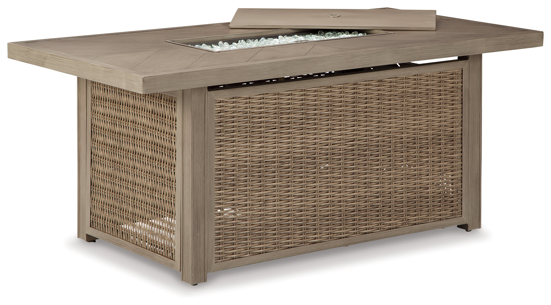 Furniture City Laplace - Ashley Furniture - Beachcroft Outdoor - Rectangular Fire Pit Table / Beige - P791-773