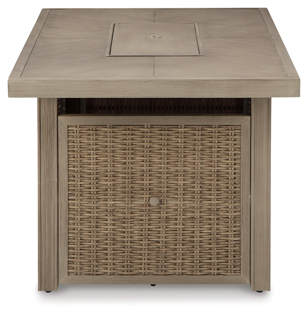 Furniture City Laplace - Ashley Furniture - Beachcroft Outdoor - Rectangular Fire Pit Table / Beige - P791-773