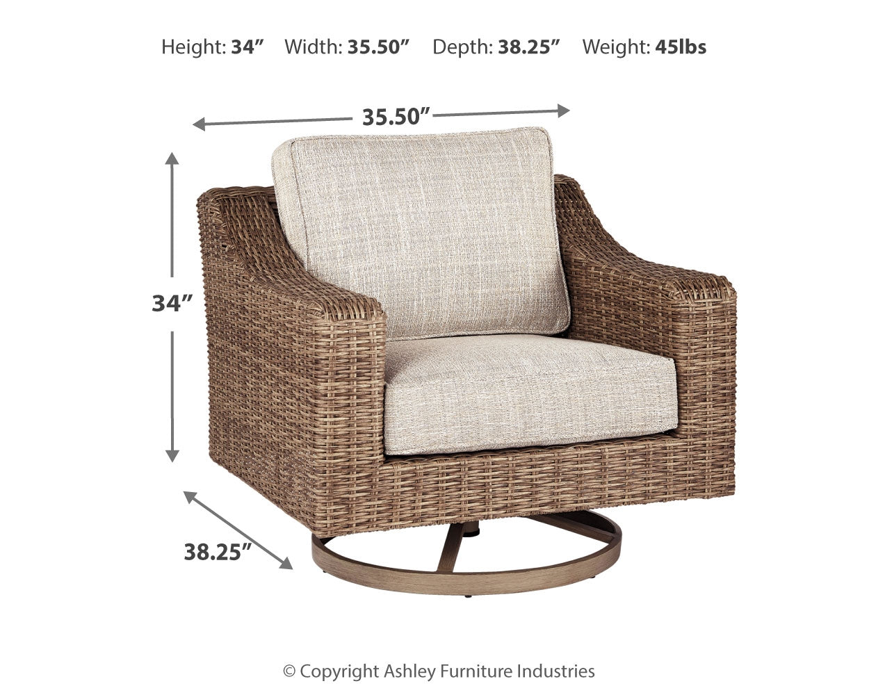 Furniture City Laplace - Ashley Furniture - Beachcroft Outdoor - Swivel Lounge Chair (1/CN) / Beige - P791-821
