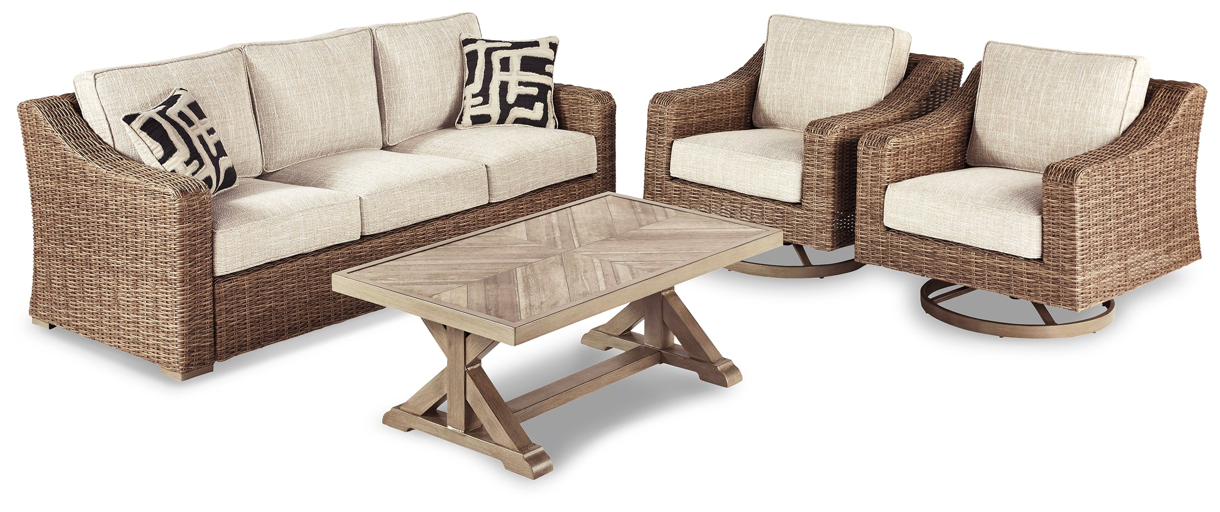 Furniture City Laplace - Ashley Furniture - Beachcroft Outdoor Sofa with Coffee Table and 2 End Tables - Outdoor Sofa with Coffee Table and 2 End Tables - P791P15