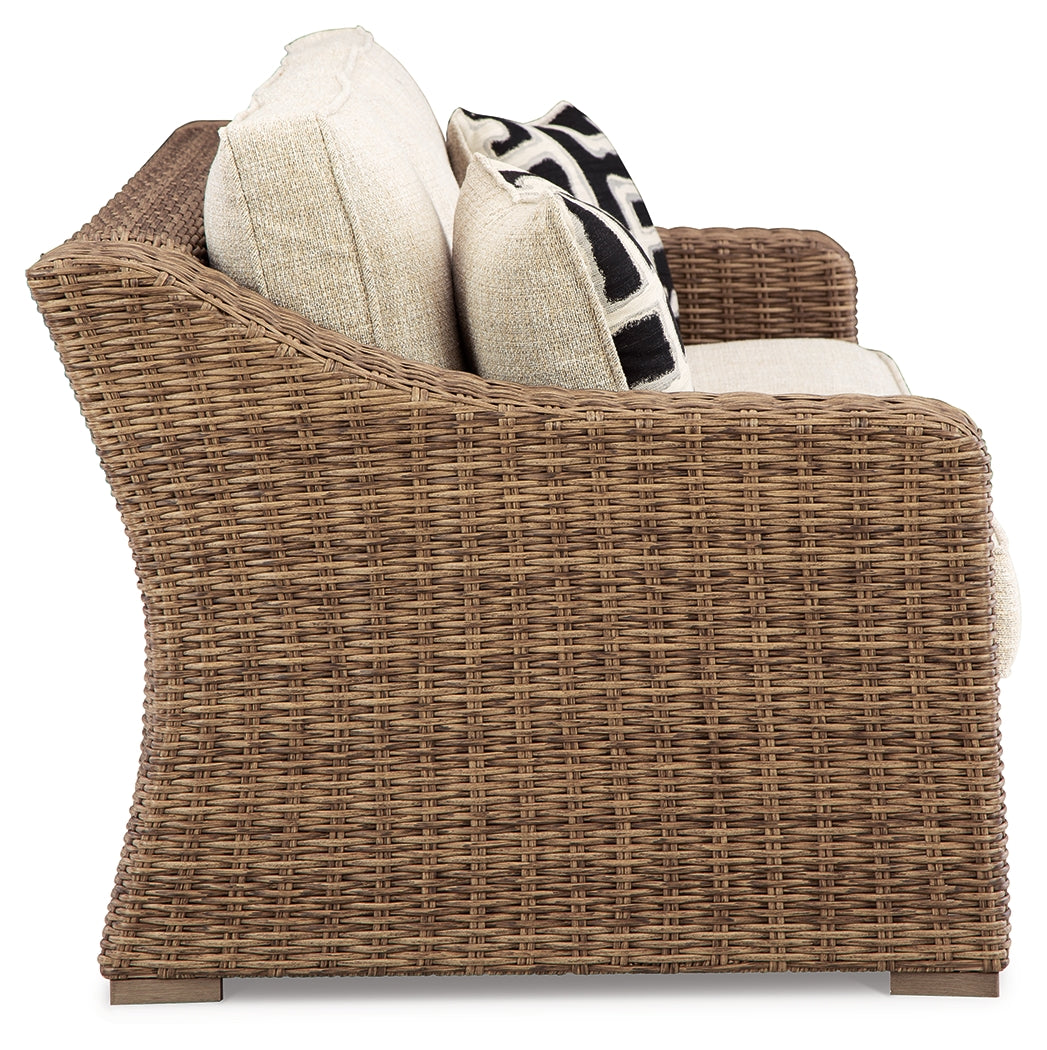 Furniture City Laplace - Ashley Furniture - Beachcroft Outdoor - Sofa with Cushion / Beige - P791-838