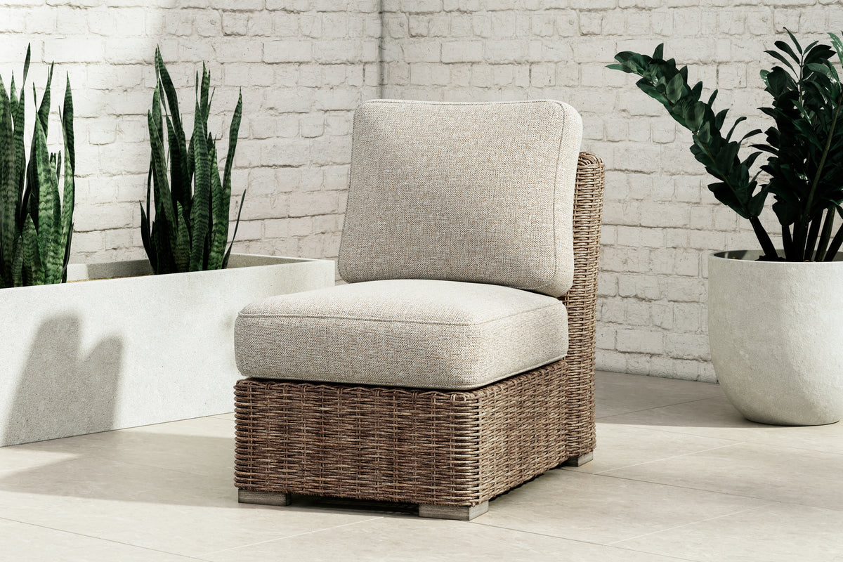 Furniture City Laplace - Ashley Furniture - Beachcroft Outdoor Armless Chair with Cushion - Armless Chair w/Cushion - P791-846