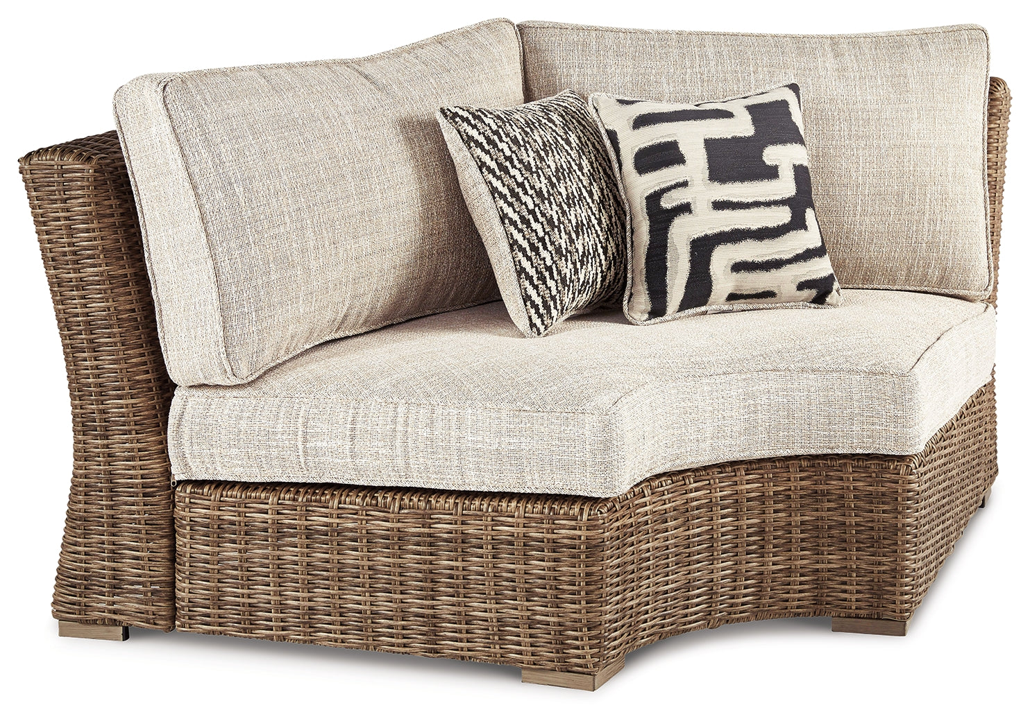 Furniture City Laplace - Ashley Furniture - Beachcroft Outdoor Curved Corner Chair with Cushion - Curved Corner Chair w/Cushion - P791-851