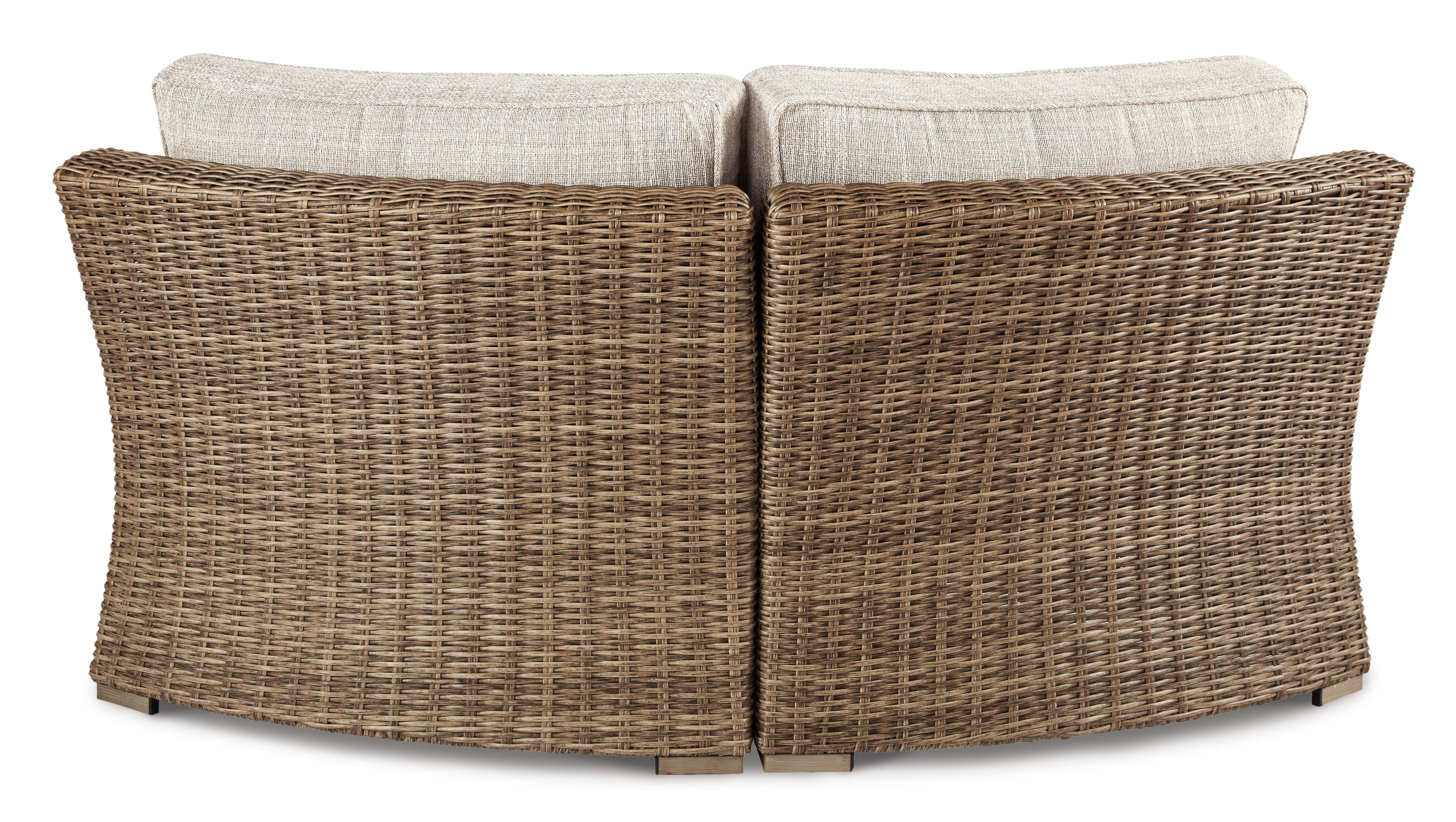 Furniture City Laplace - Ashley Furniture - Beachcroft Outdoor - Curved Corner Chair w/Cushion / Beige - P791-851