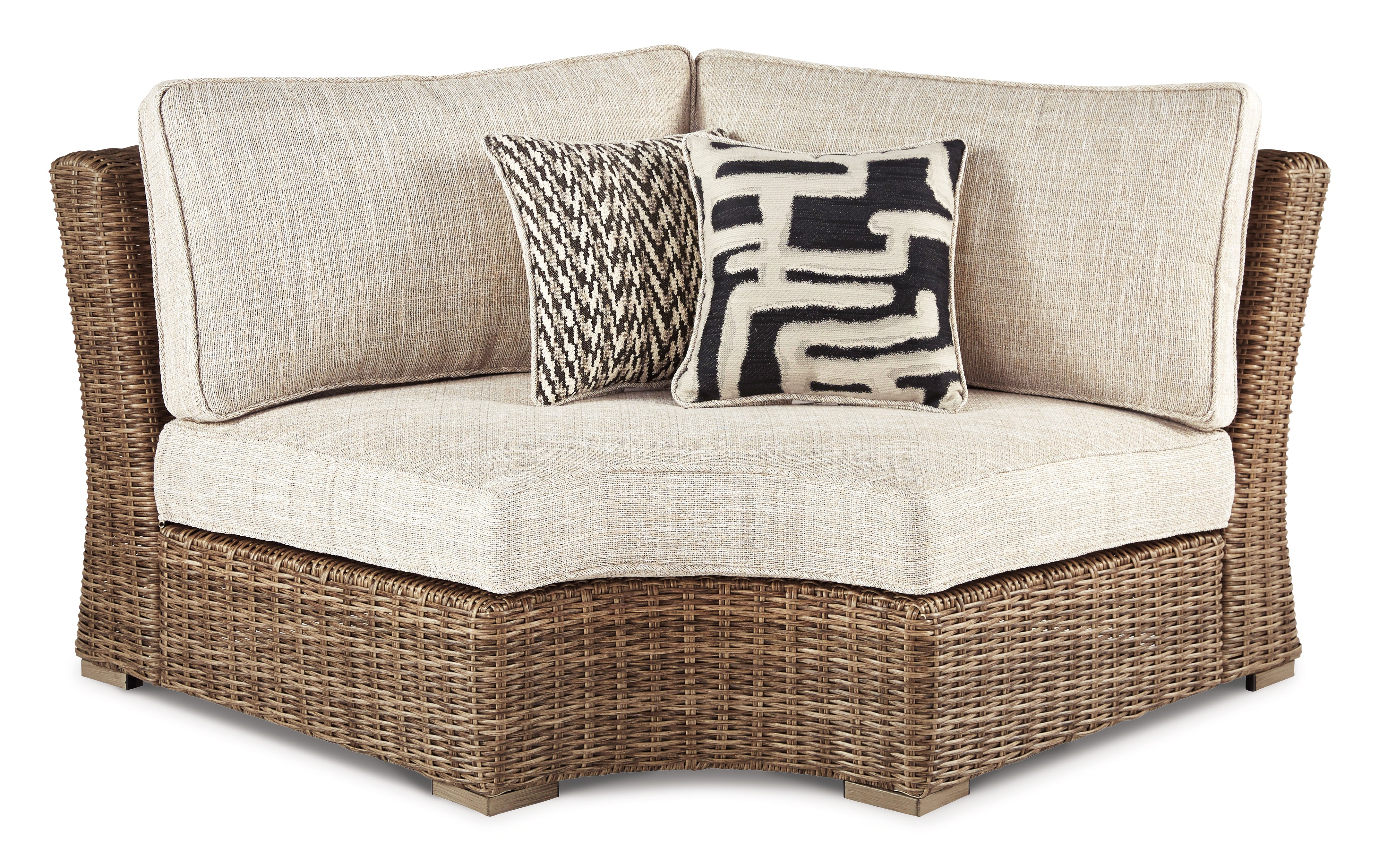 Furniture City Laplace - Ashley Furniture - Beachcroft Outdoor - Curved Corner Chair w/Cushion / Beige - P791-851