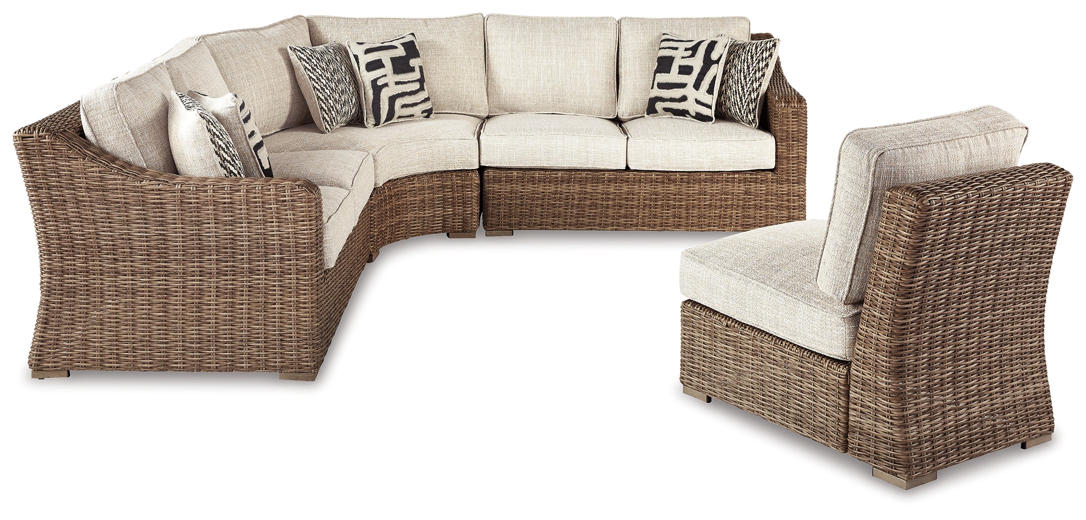 Furniture City Laplace - Ashley Furniture - Beachcroft Outdoor - 4-Piece Outdoor Seating Set / Beige - P791P7