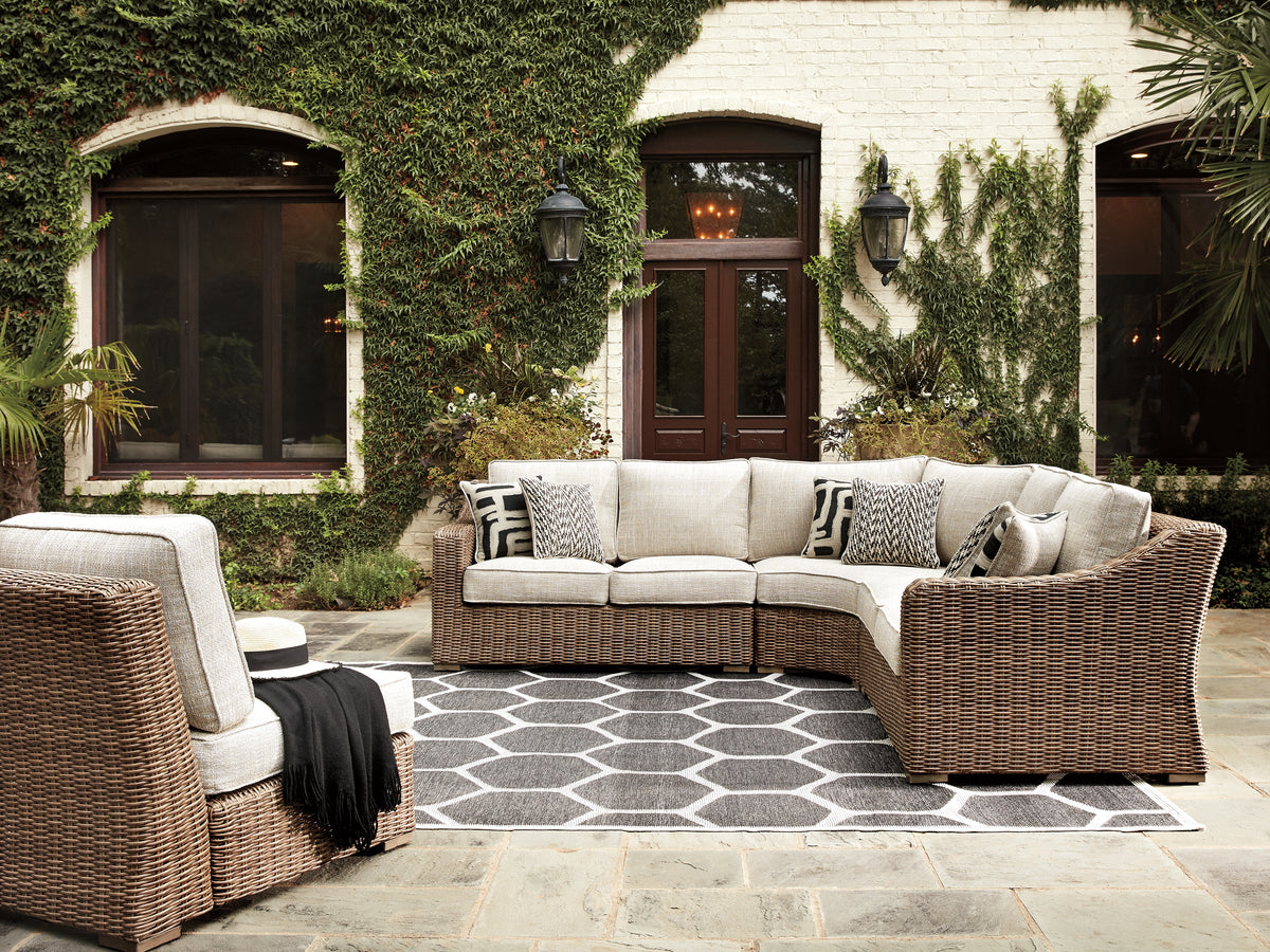 Furniture City Laplace - Ashley Furniture - Beachcroft Outdoor - Sofa with Cushion / Beige - P791-838