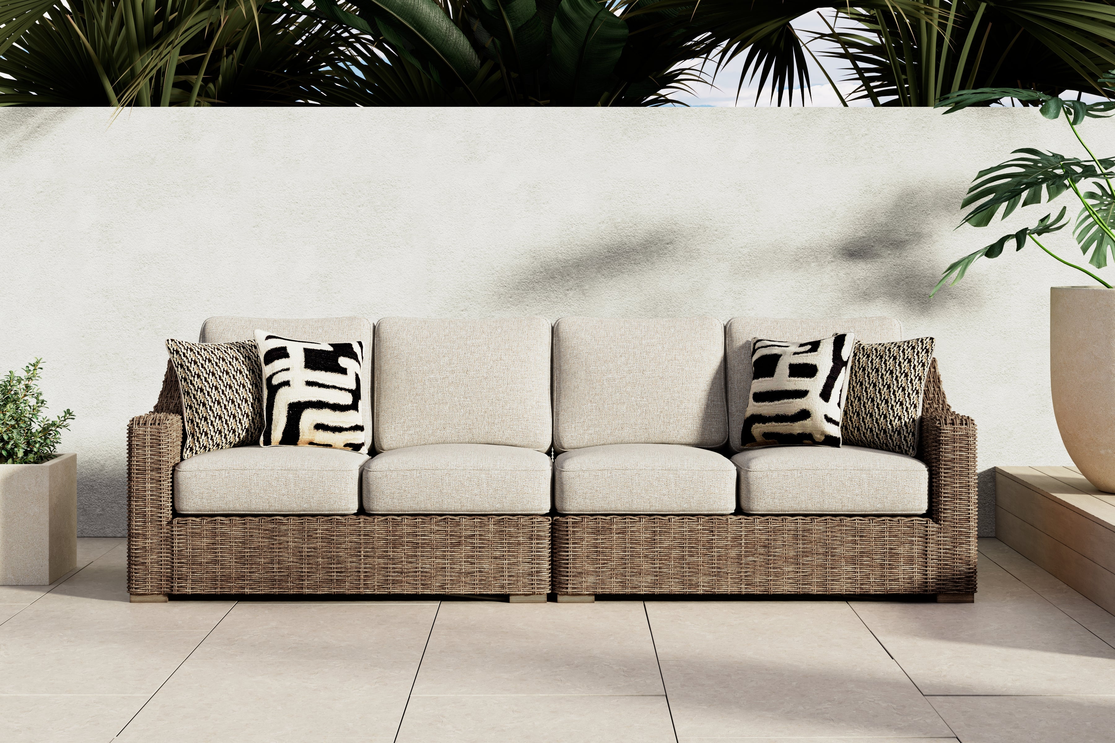 Furniture City Laplace - Ashley Furniture - Beachcroft Outdoor - RAF/LAF Loveseat w/CUSH (Set of 2) - P791-854