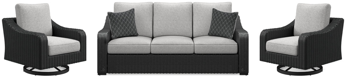 Furniture City Laplace - Ashley Furniture - Beachcroft Outdoor Sofa and 2 Lounge Chairs - Outdoor Sofa and 2 Lounge Chairs - P792P8