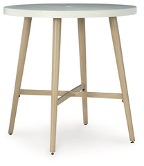 Furniture City Laplace - Ashley Furniture - Seton Creek Outdoor Bar Table - Round Bar Table w/UMB OPT / Beige - P798-613