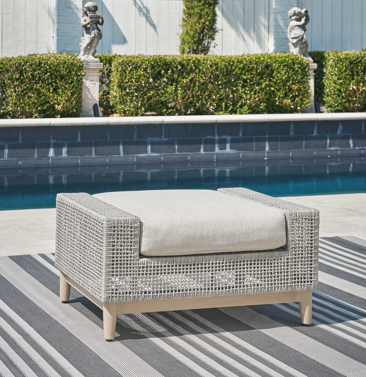 Furniture City Laplace - Ashley Furniture - Seton Creek Outdoor Ottoman with Cushion - Ottoman with Cushion - P798-814