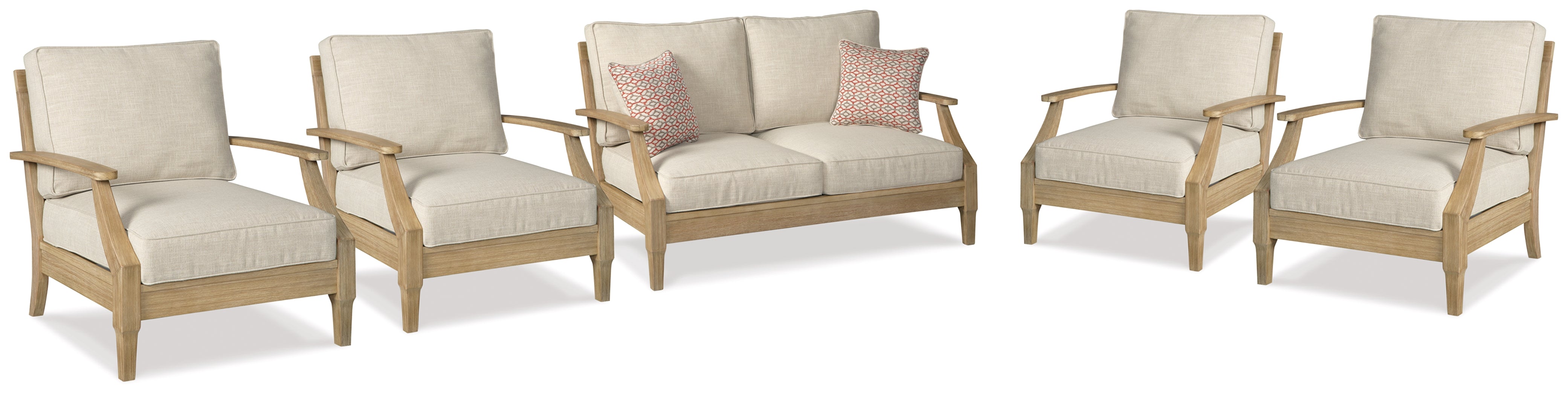 Furniture City Laplace - Ashley Furniture - Clare View Outdoor Loveseat and 4 Lounge Chairs - Outdoor Loveseat and 4 Lounge Chairs - P801P9
