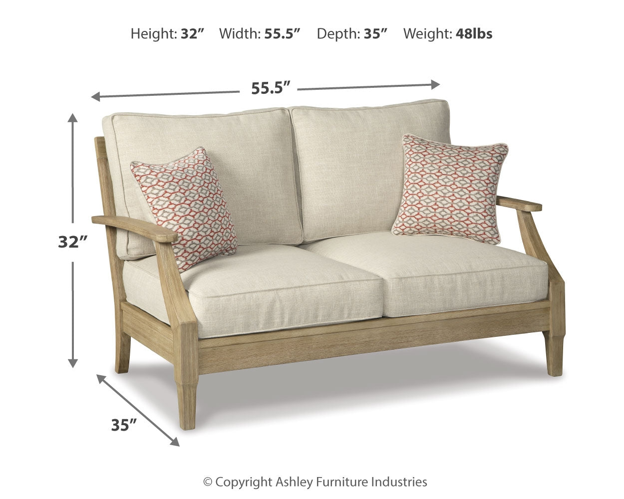 Furniture City Laplace - Ashley Furniture - Clare View Outdoor - Loveseat w/Cushion / Beige - P801-835