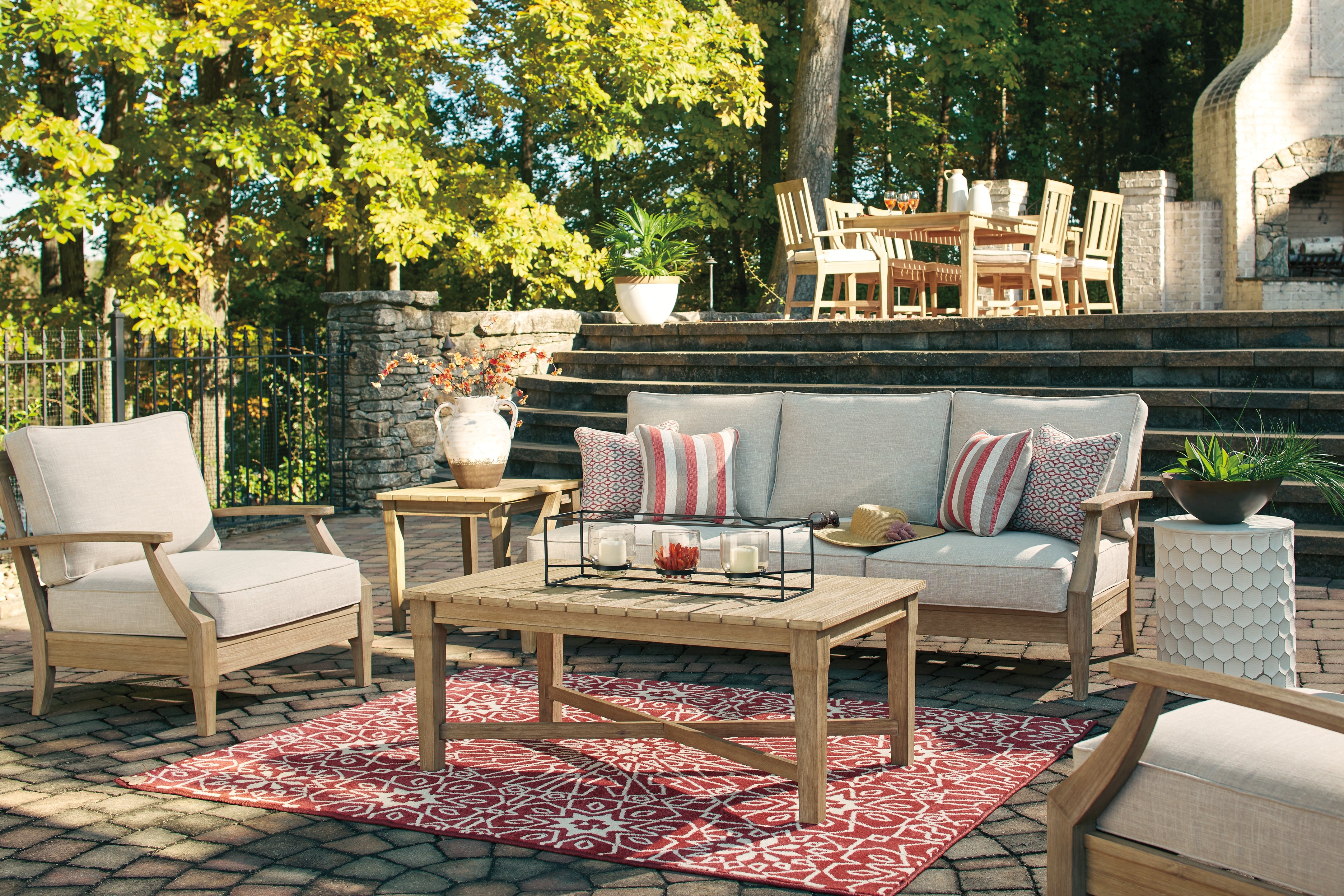 Furniture City Laplace - Ashley Furniture - Clare View Outdoor - Sofa with Cushion / Beige - P801-838