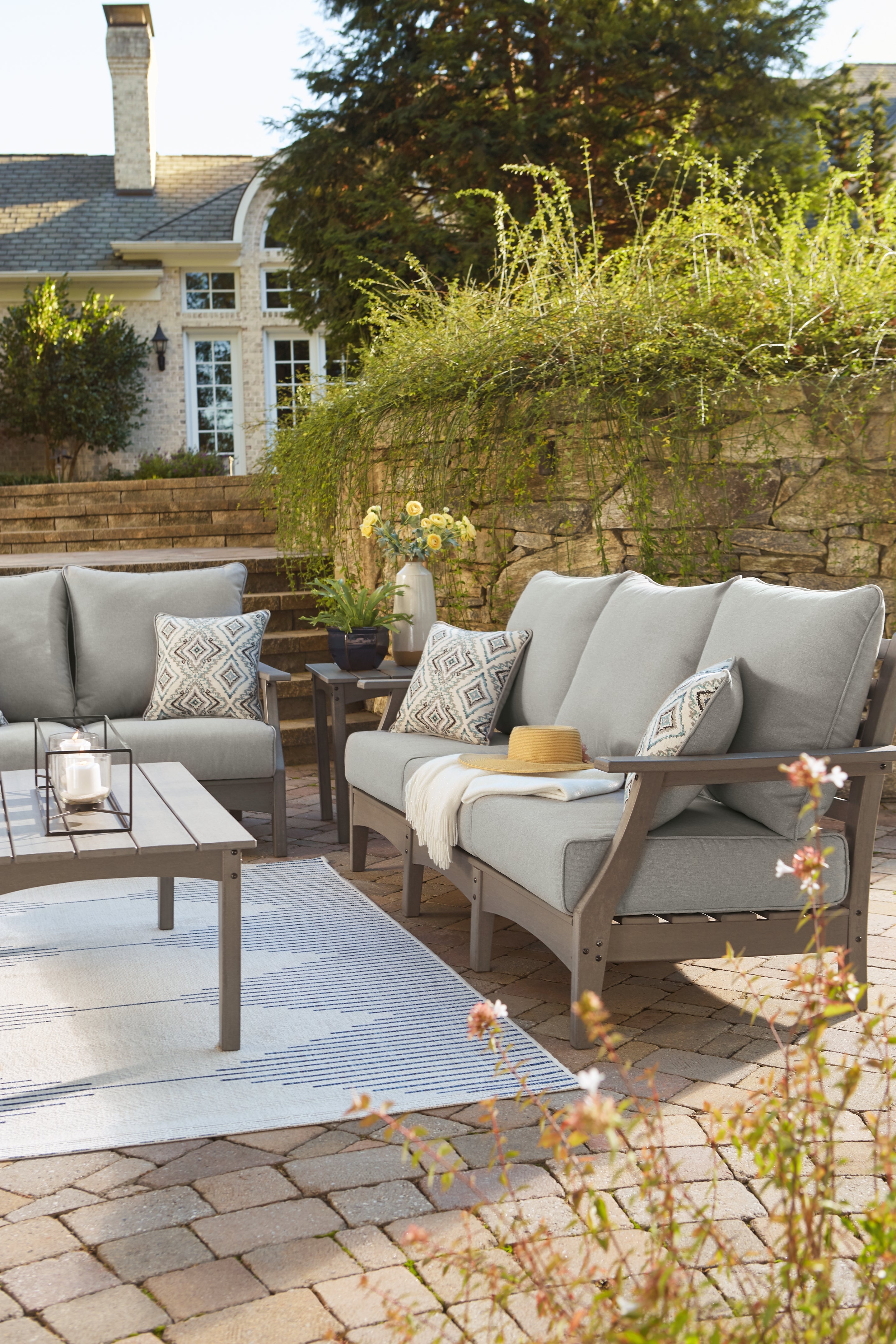 Furniture City Laplace - Ashley Furniture - Visola Outdoor - Sofa with Cushion / Gray - P802-838