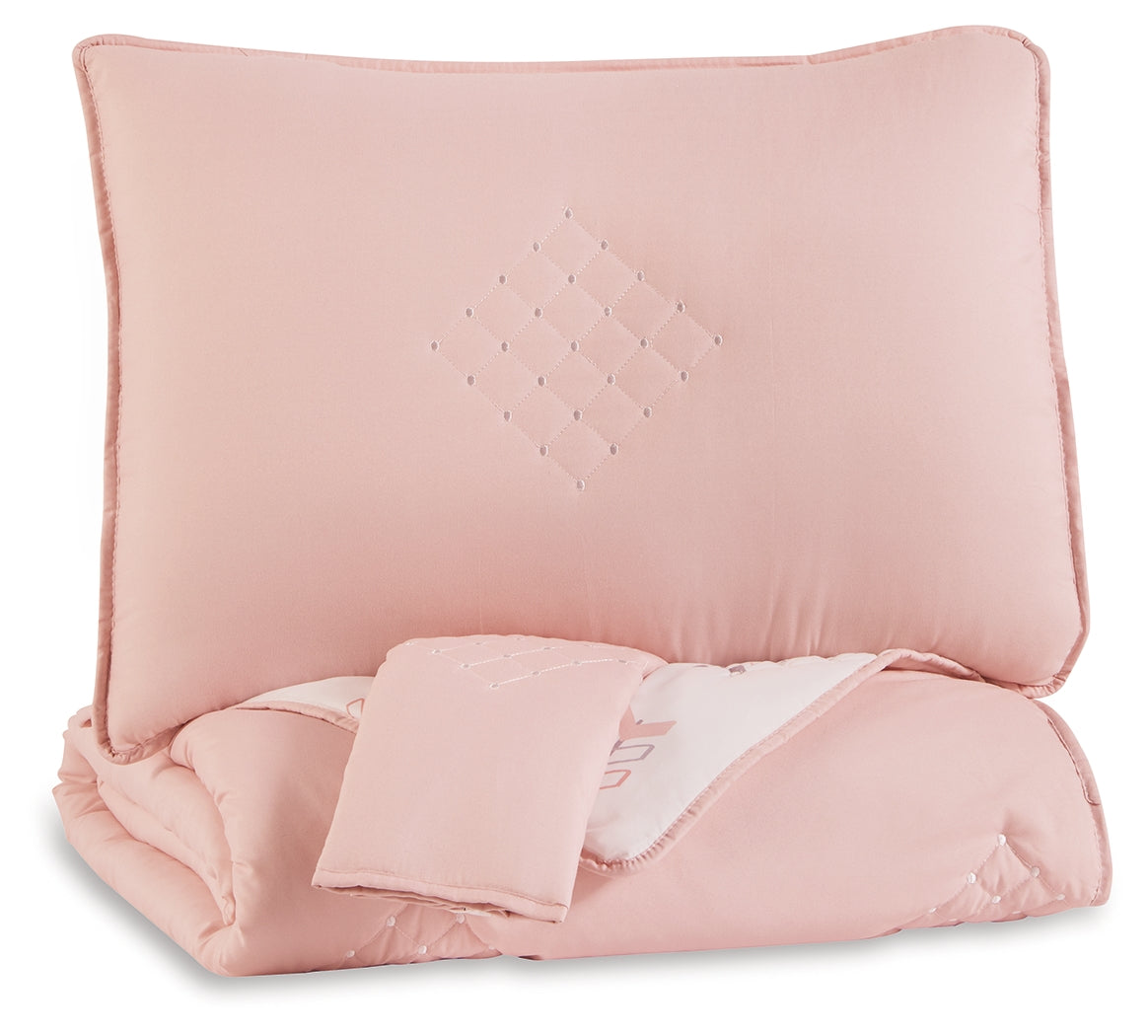 Furniture City Laplace - Ashley Furniture - Lexann Full Comforter Set - Full Comforter Set / Pink/White/Gray - Q901003F