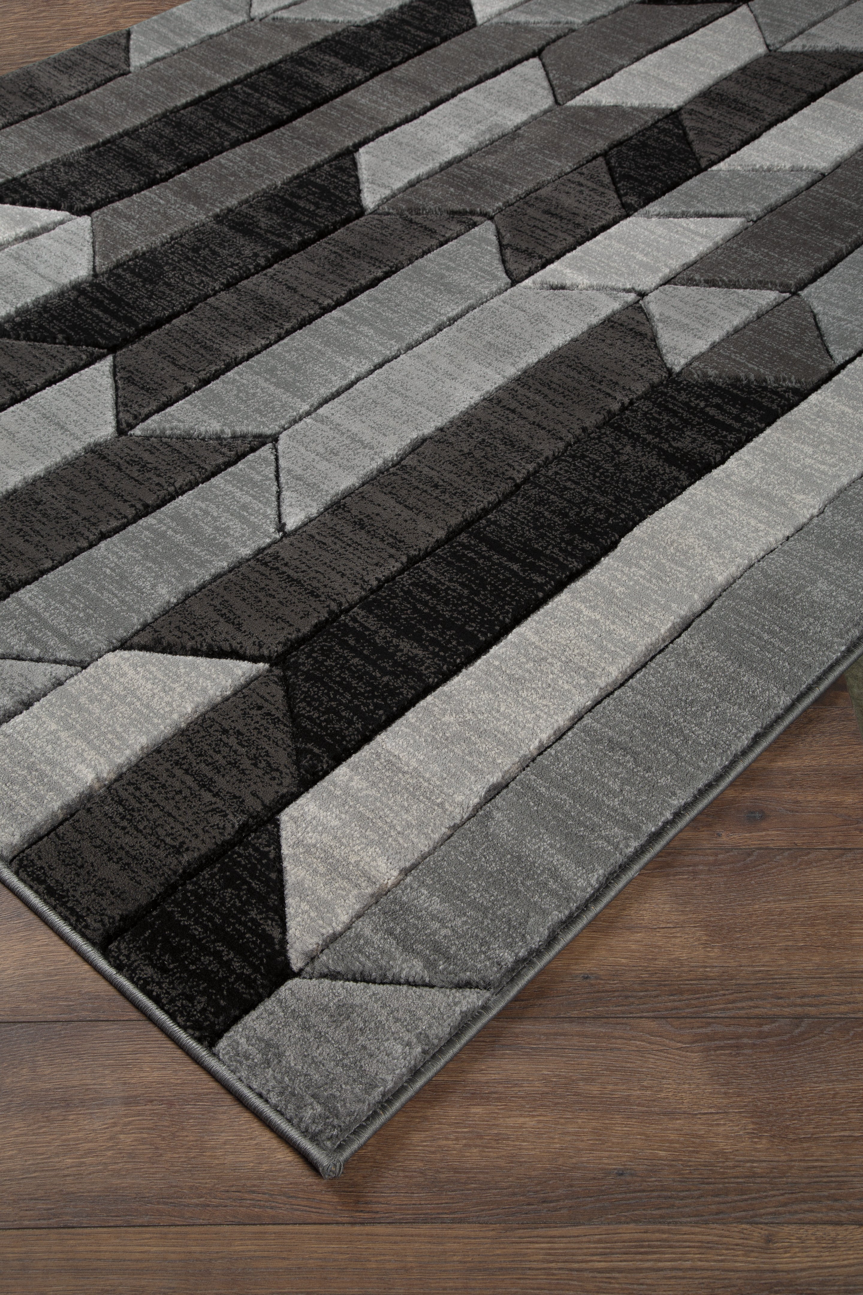 Furniture City Laplace - Ashley Furniture - Chayse Rug - 6'6" x 9'6" Rug / Black/Gray - R403461