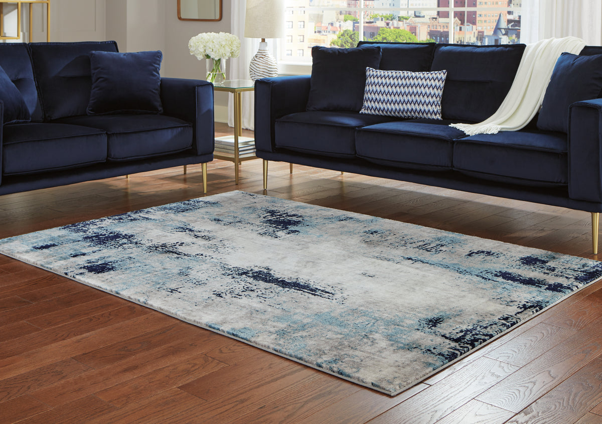 Furniture City Laplace - Ashley Furniture - Leonelle Rug - 5'3" x 7'3" Rug / Cream/Blue/Gray - R404872
