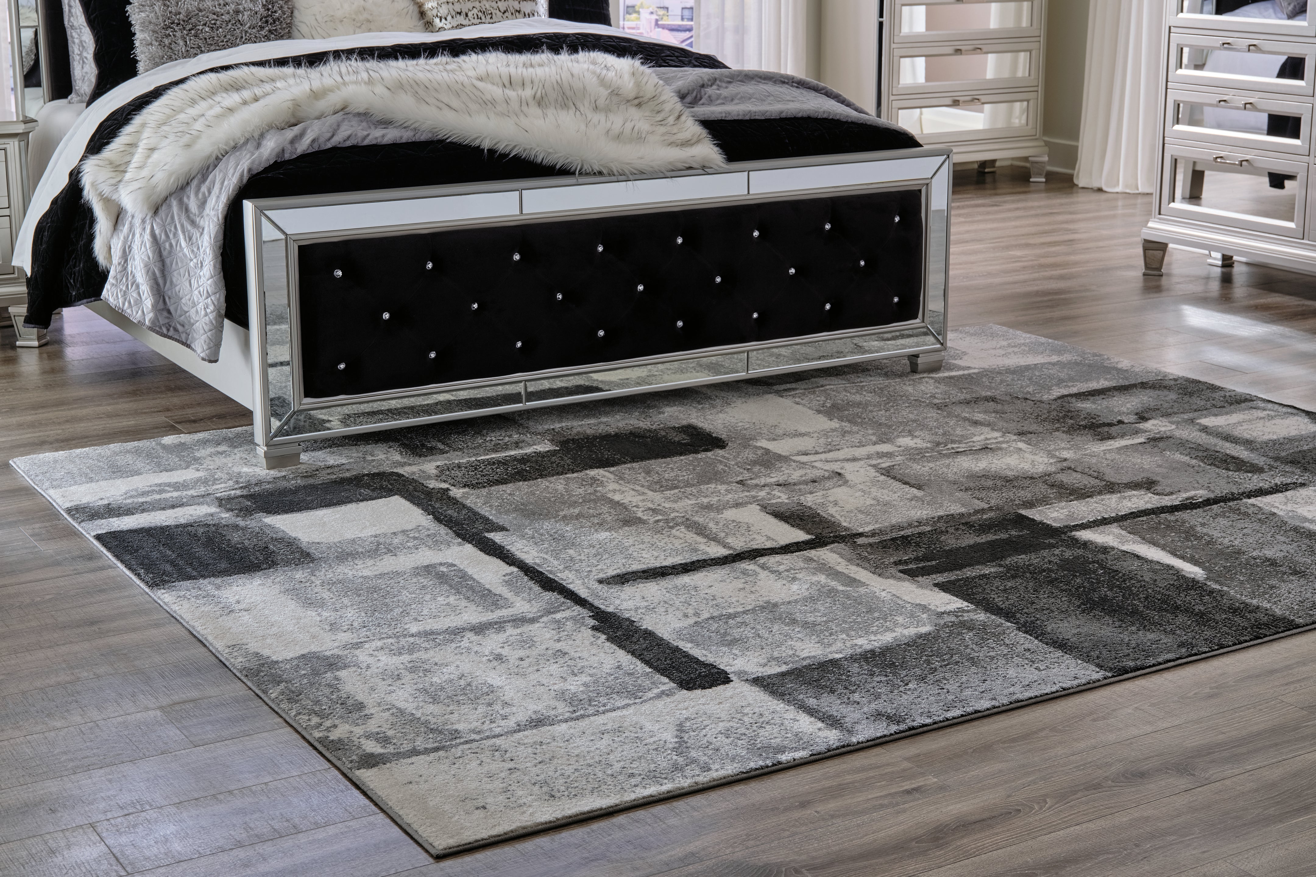 Furniture City Laplace - Ashley Furniture - Brycebourne Rug - 5'3" x 7'7" Rug / Black/Cream/Gray - R404982
