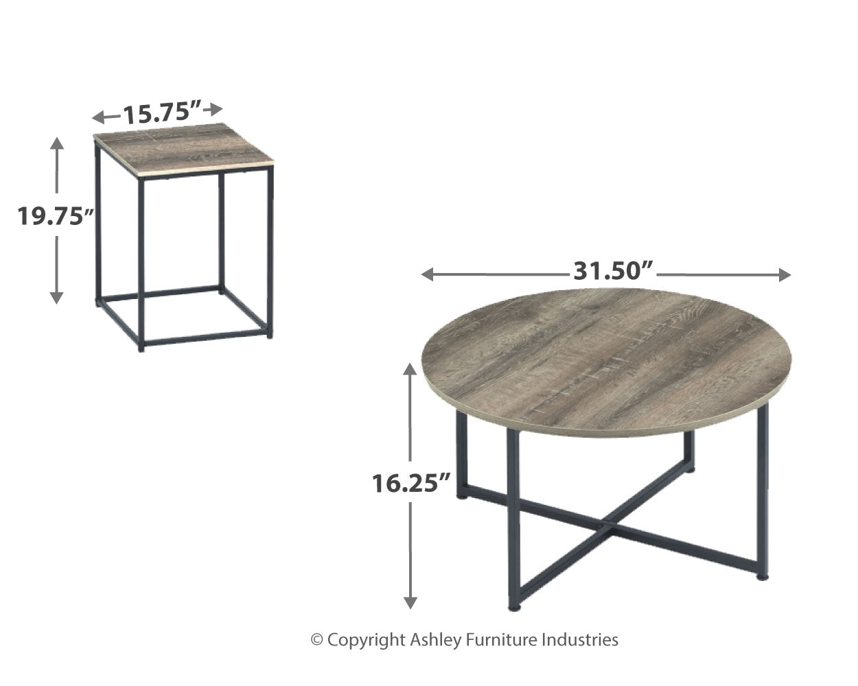 Furniture City Laplace - Ashley Furniture - Wadeworth Table (Set of 3) - Occasional Table Set (3/CN) / Two-tone - T103-213