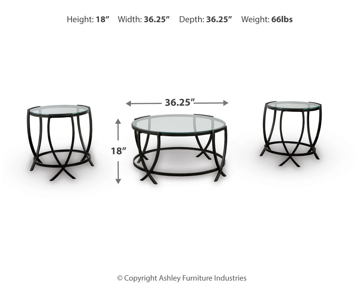 Furniture City Laplace - Ashley Furniture - Tarrin Table (Set of 3) - Occasional Table Set (3/CN) / Black - T115-13