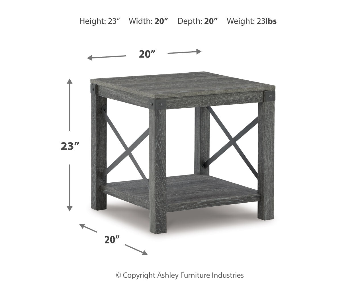 Furniture City Laplace - Ashley Furniture - Freedan End Table - Square End Table / Grayish Brown - T175-2