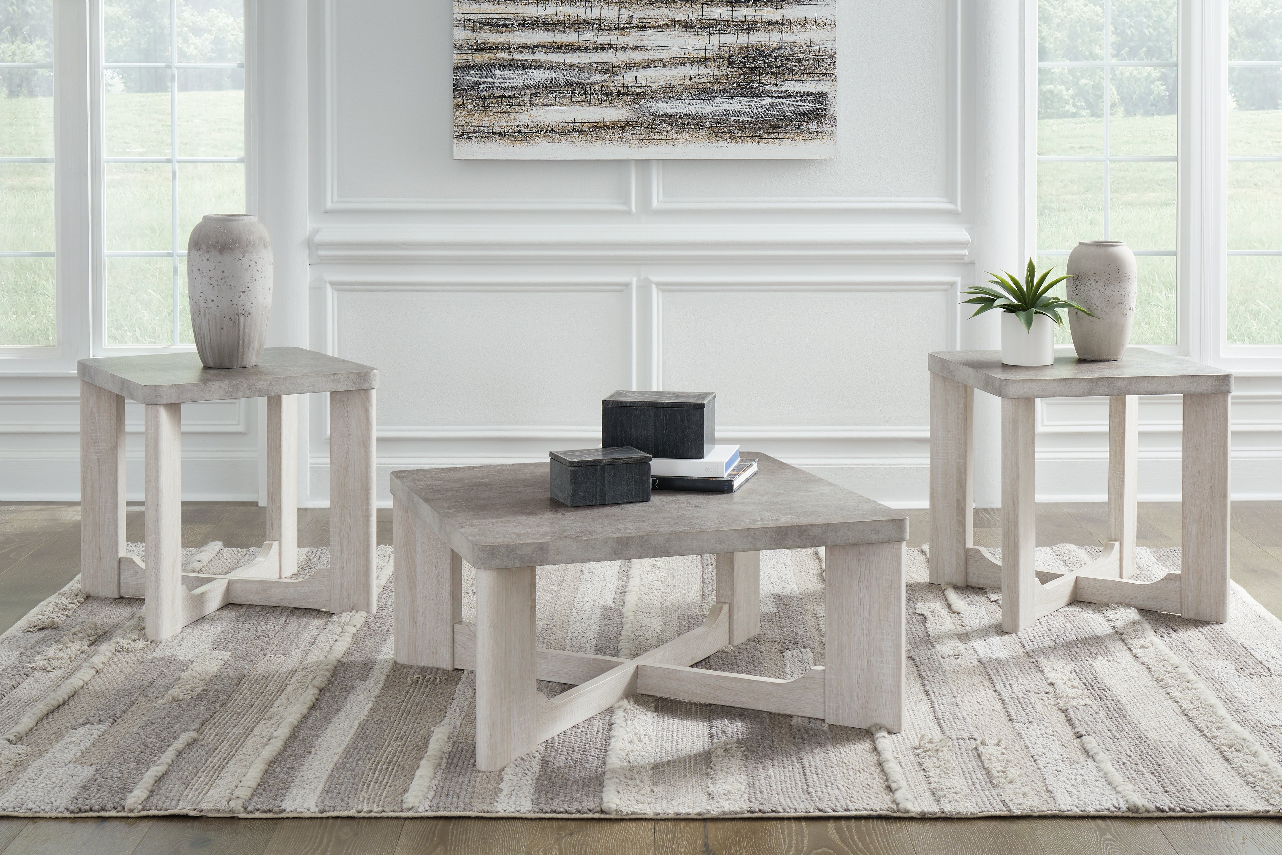 Furniture City Laplace - Ashley Furniture - Garnilly Table (Set of 3) - Occasional Table Set (3/CN) / Whitewash - T247-13
