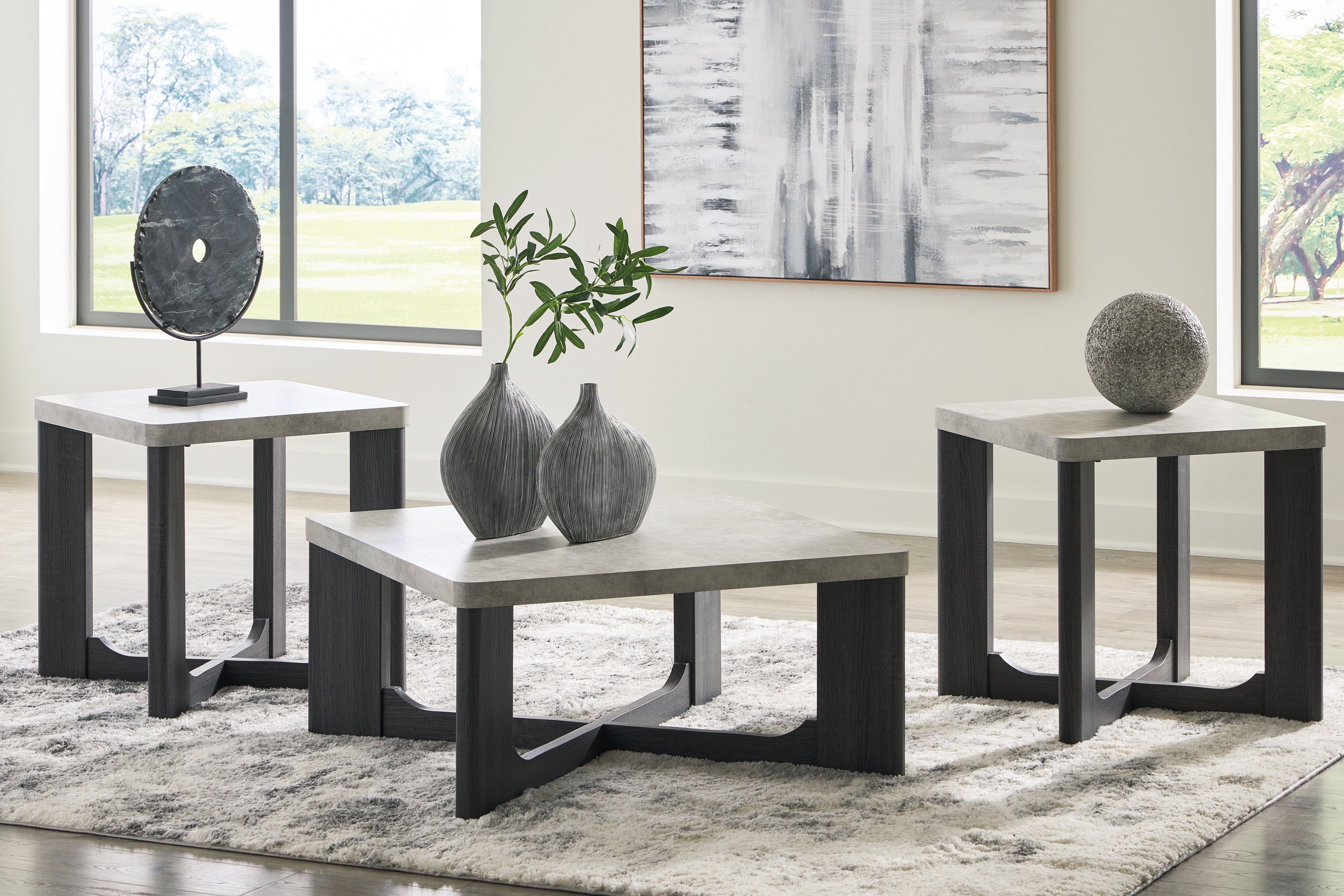 Furniture City Laplace - Ashley Furniture - Sharstorm Table (Set of 3) - Occasional Table Set (3/CN) / Two-tone Gray - T251-13
