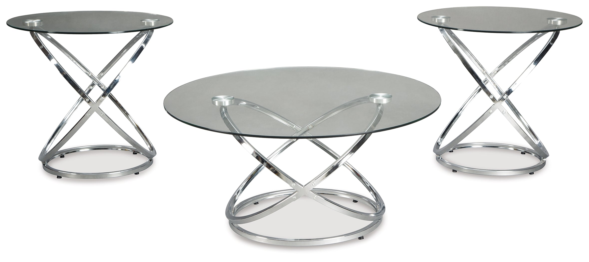 Furniture City Laplace - Ashley Furniture - Hollynyx Table (Set of 3) - Occasional Table Set (3/CN) / Chrome Finish - T270-13