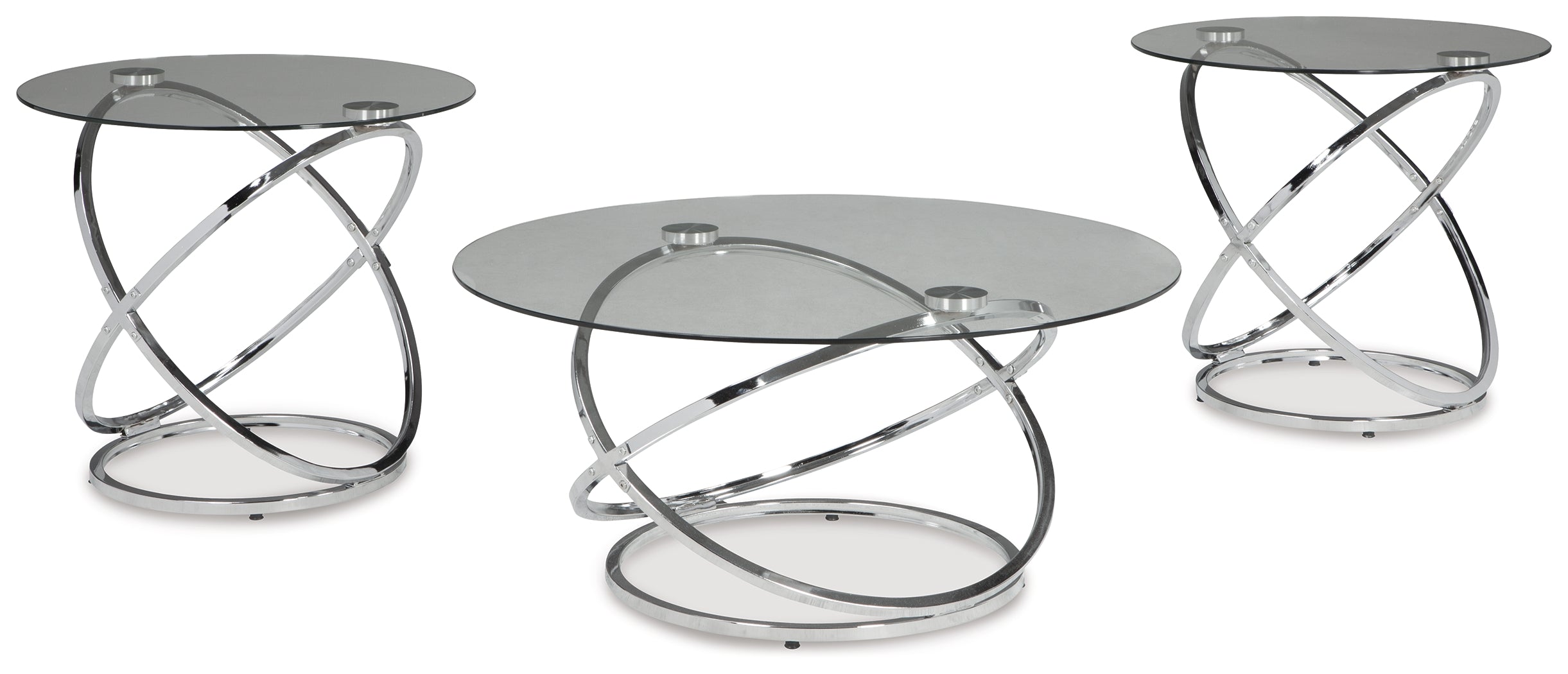 Furniture City Laplace - Ashley Furniture - Hollynyx Table (Set of 3) - Occasional Table Set (3/CN) / Chrome Finish - T270-13