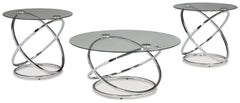 Furniture City Laplace - Ashley Furniture - Hollynyx Table (Set of 3) - Occasional Table Set (3/CN) / Chrome Finish - T270-13