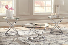 Furniture City Laplace - Ashley Furniture - Hollynyx Table (Set of 3) - Occasional Table Set (3/CN) / Chrome Finish - T270-13