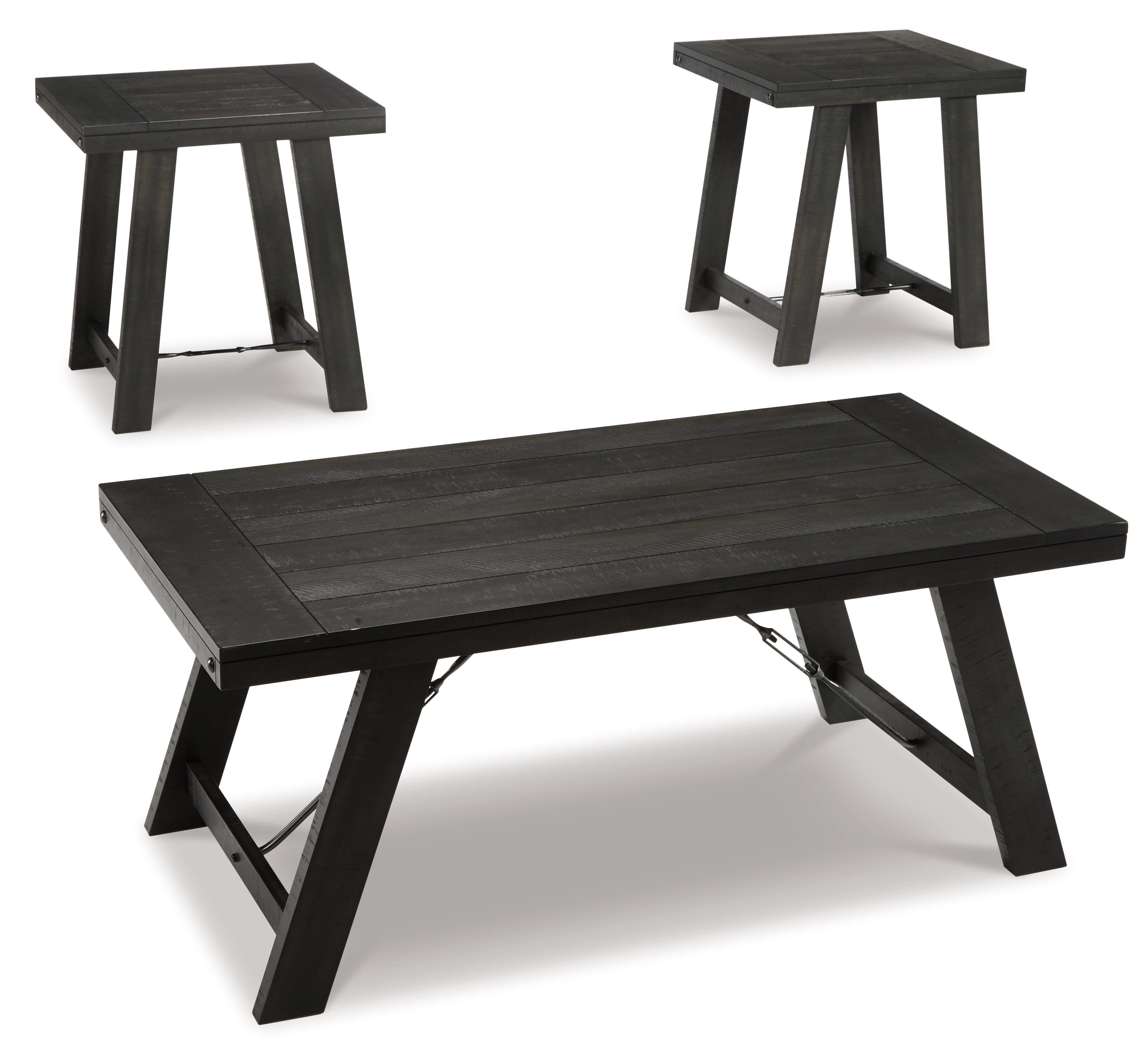 Furniture City Laplace - Ashley Furniture - Noorbrook Table (Set of 3) - Occasional Table Set (3/CN) / Black/Pewter - T351-13
