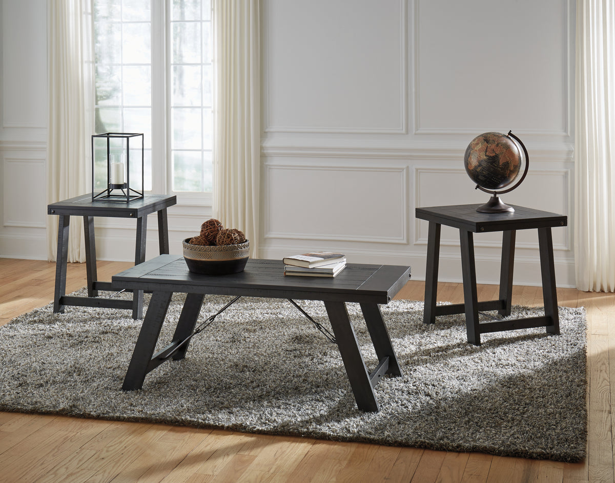 Furniture City Laplace - Ashley Furniture - Noorbrook Table (Set of 3) - Occasional Table Set (3/CN) / Black/Pewter - T351-13