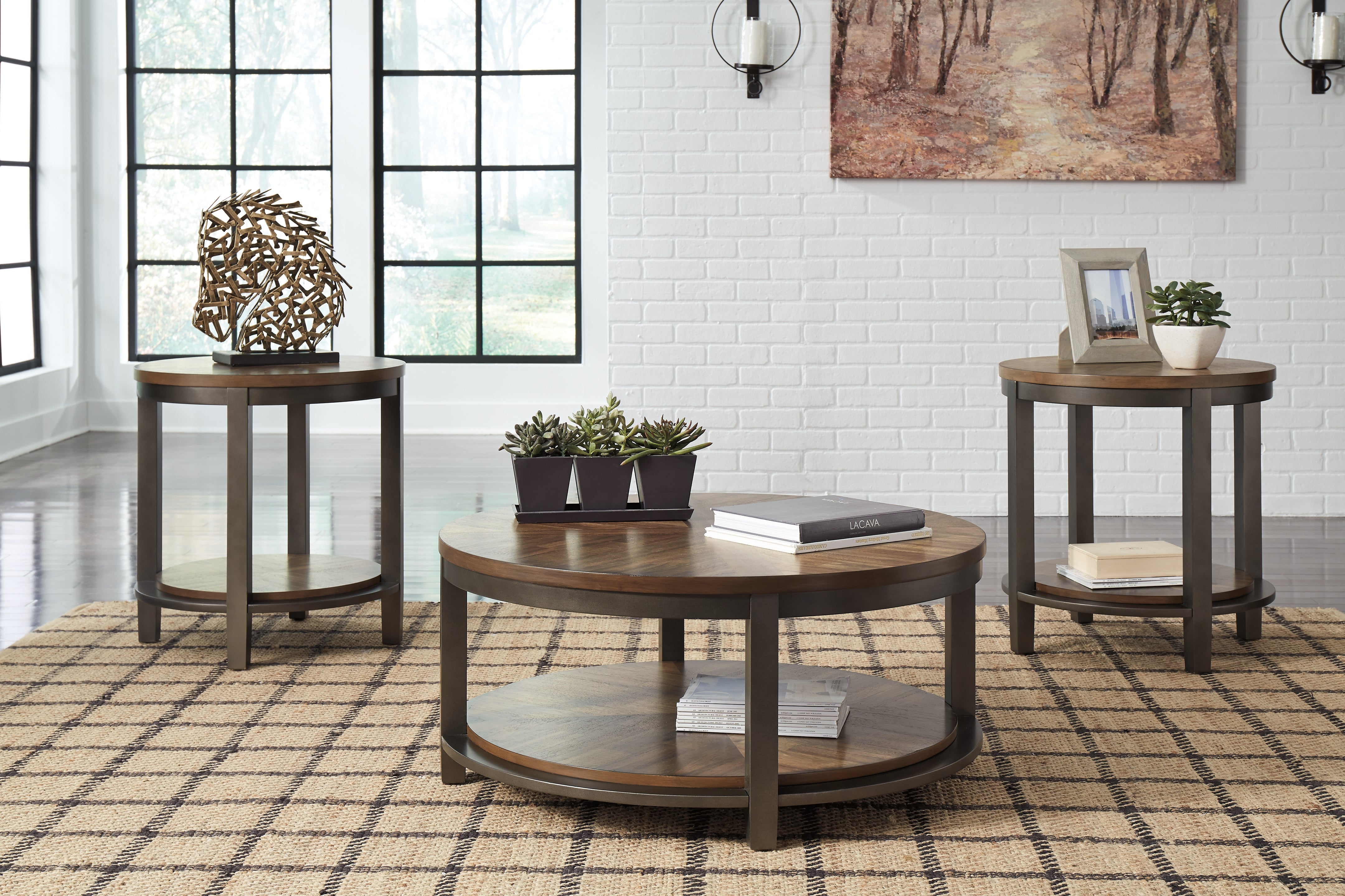 Furniture City Laplace - Ashley Furniture - Roybeck Table (Set of 3) - Occasional Table Set (3/CN) / Light Brown/Bronze - T411-13