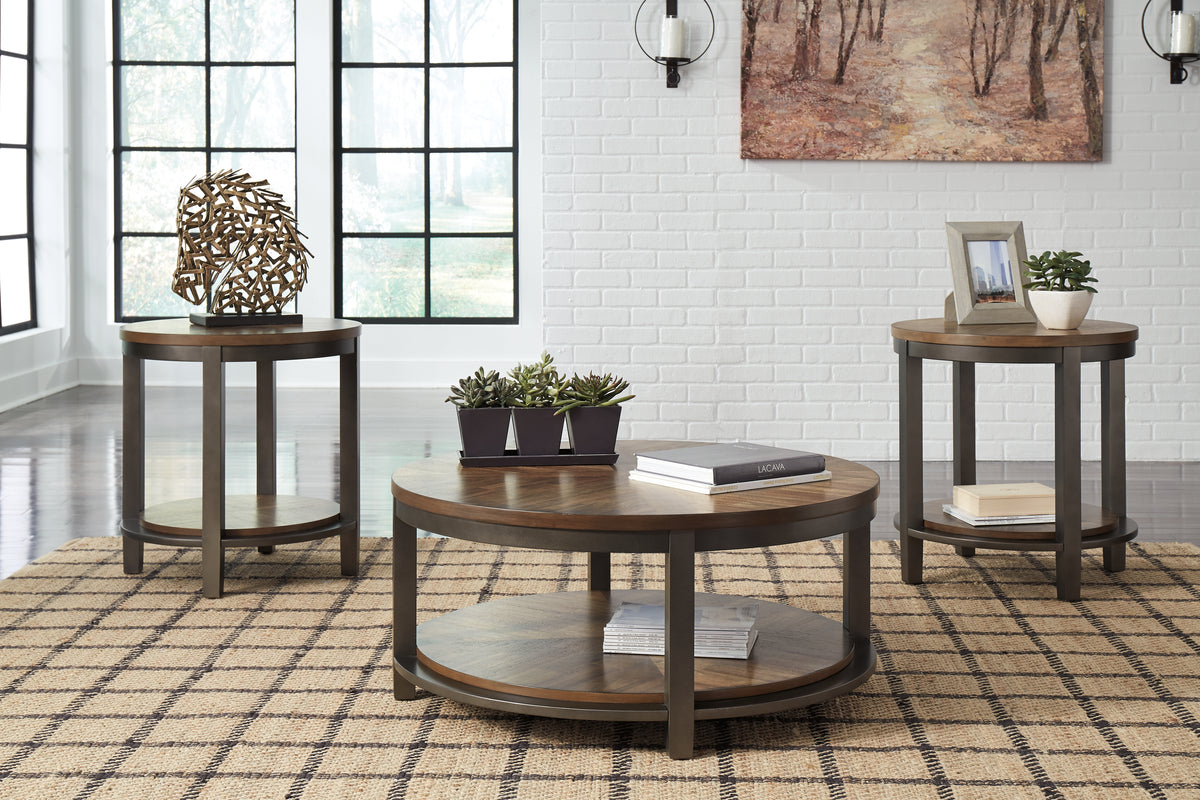 Furniture City Laplace - Ashley Furniture - Roybeck Table (Set of 3) - Occasional Table Set (3/CN) / Light Brown/Bronze - T411-13