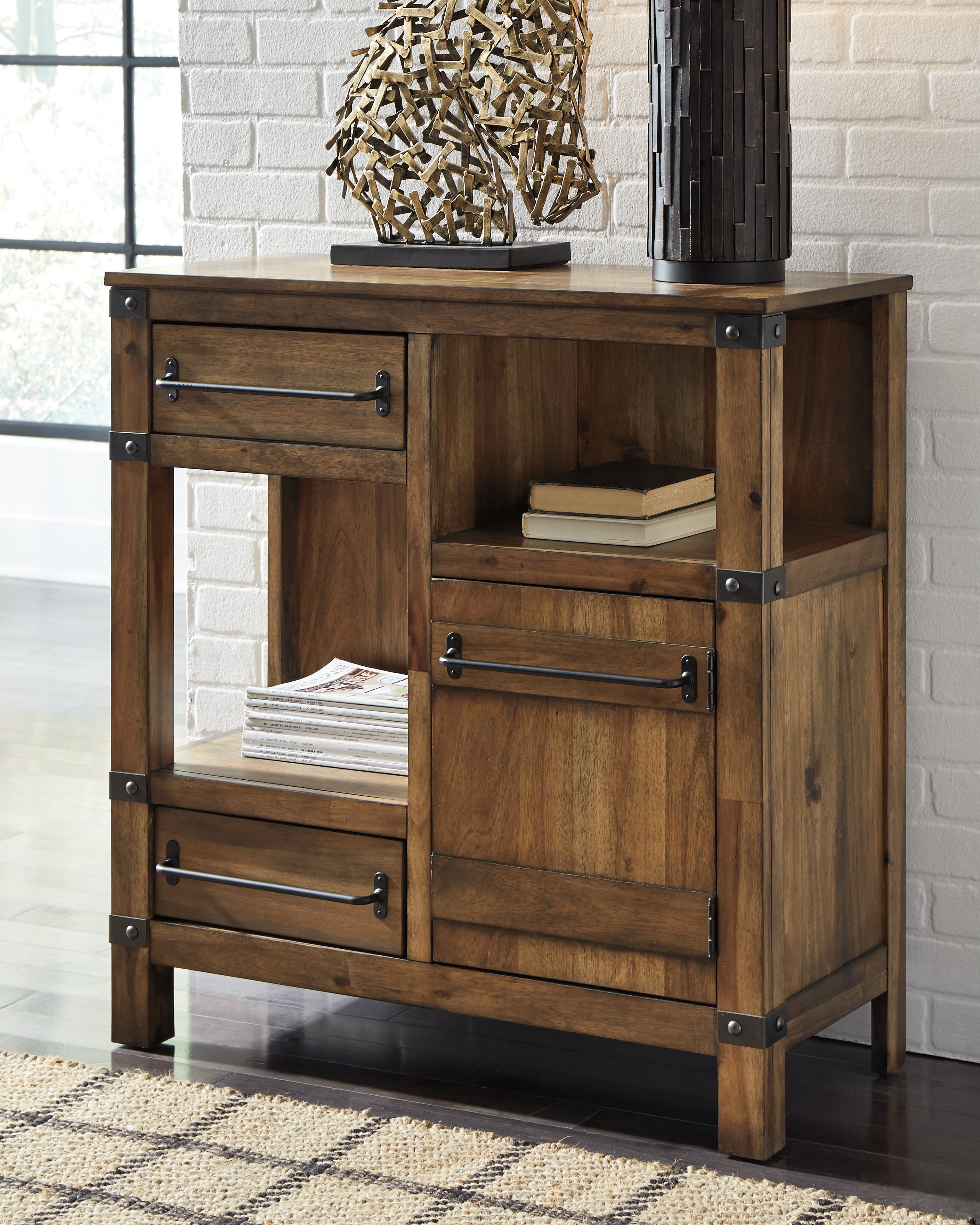 Furniture City Laplace - Ashley Furniture - Roybeck Accent Cabinet - Accent Cabinet / Light Brown/Bronze - T411-40