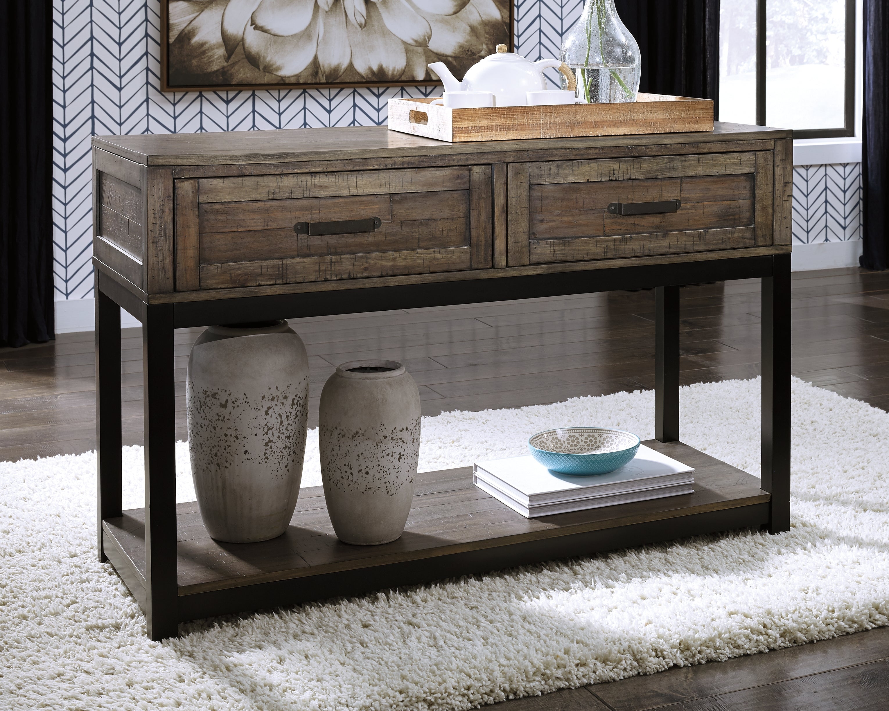 Furniture City Laplace - Ashley Furniture - Johurst Sofa/Console Table - Sofa Table / Grayish Brown - T444-4