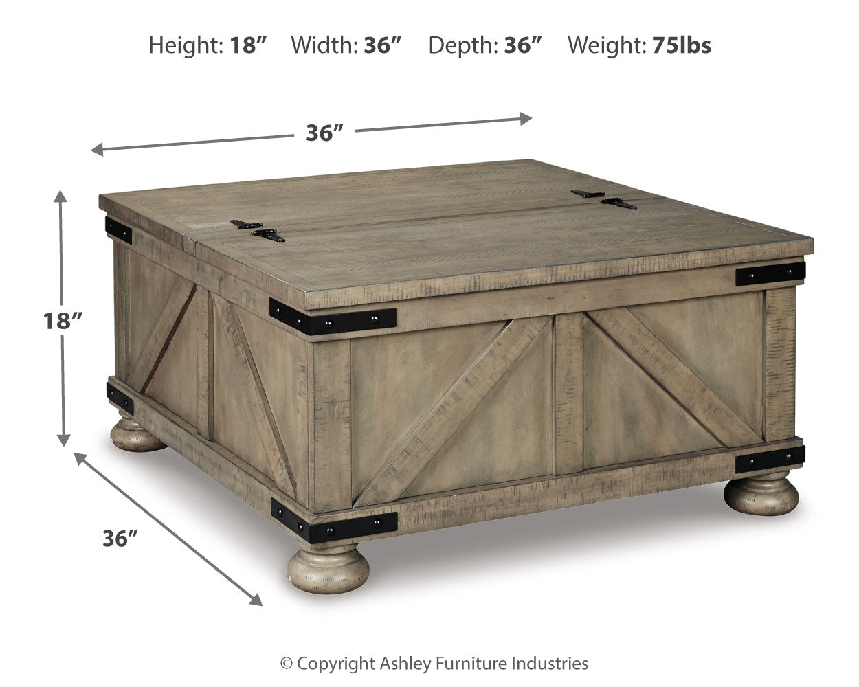 Furniture City Laplace - Ashley Furniture - Aldwin Coffee Table With Storage - Cocktail Table with Storage / Gray - T457-20