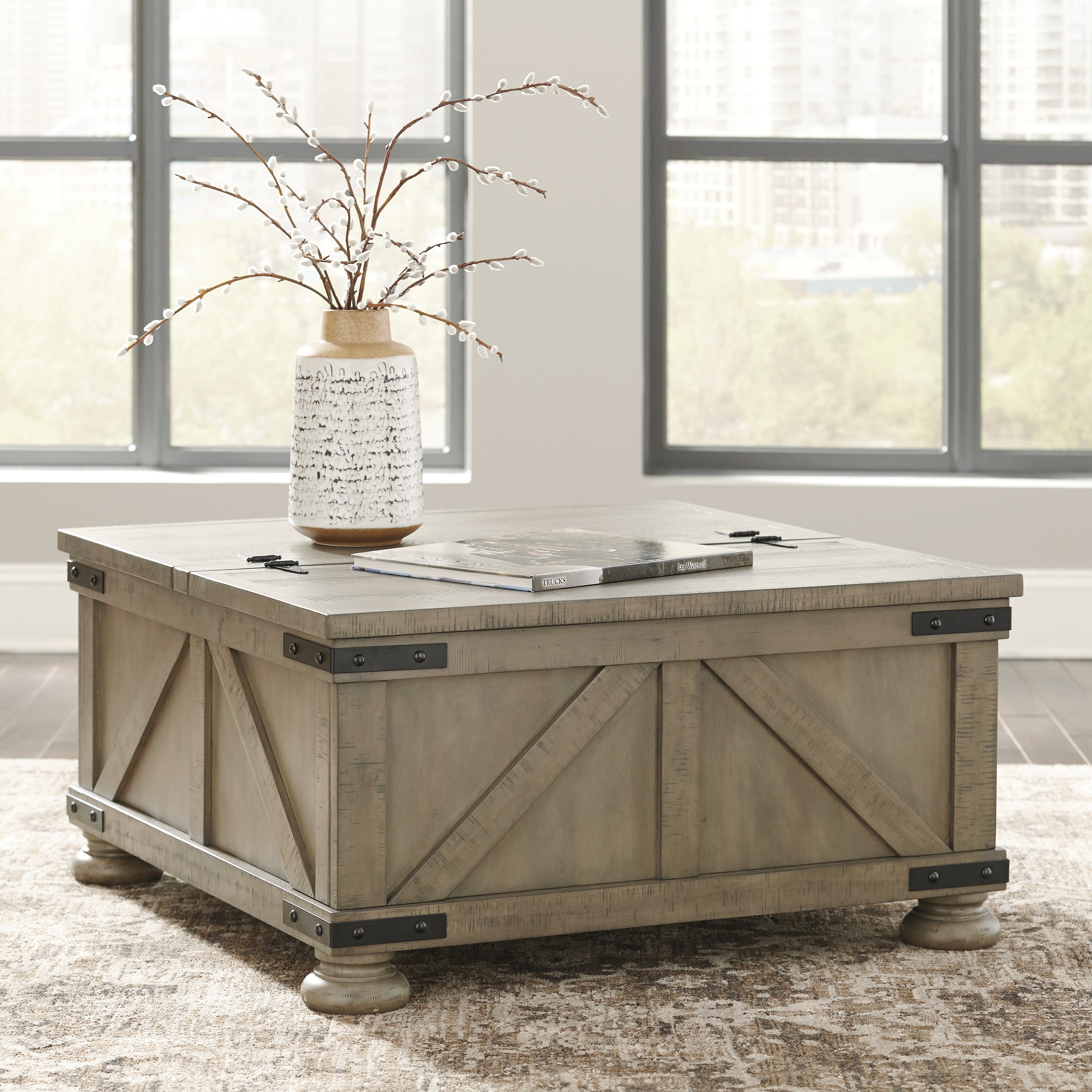Furniture City Laplace - Ashley Furniture - Aldwin Coffee Table With Storage - Cocktail Table with Storage / Gray - T457-20