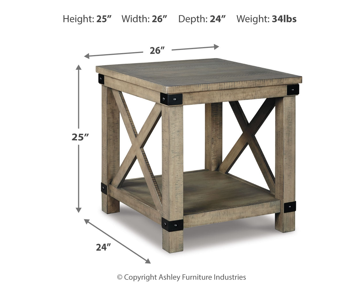 Furniture City Laplace - Ashley Furniture - Aldwin End Table - Rectangular End Table / Gray - T457-3
