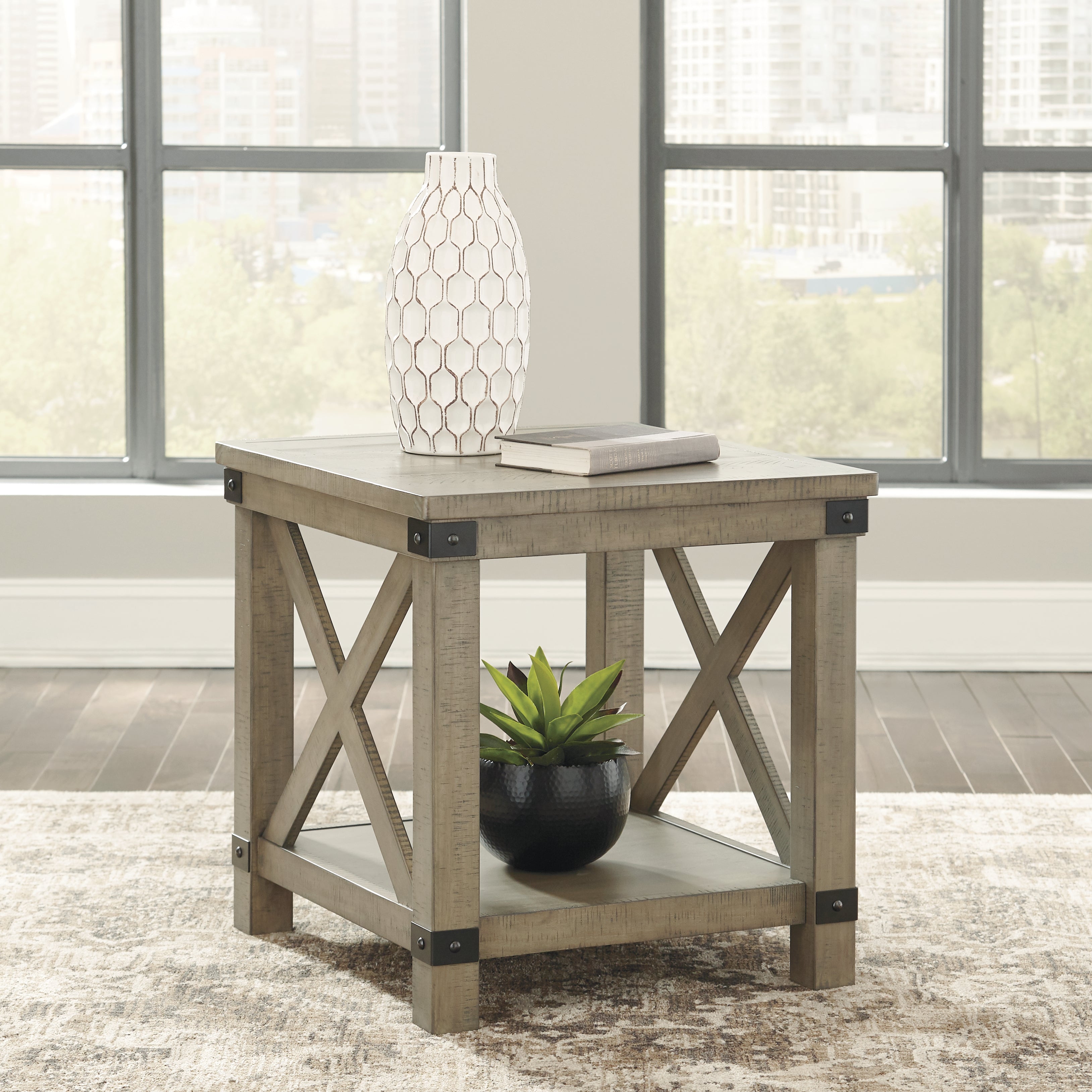 Furniture City Laplace - Ashley Furniture - Aldwin End Table - Rectangular End Table / Gray - T457-3
