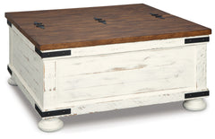 Furniture City Laplace - Ashley Furniture - Wystfield Coffee Table - Cocktail Table with Storage / White/Brown - T459-20